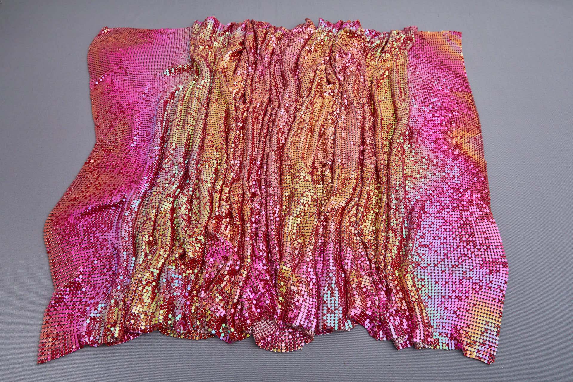 Metal Chainmaille Fabric - Iridescent Red/Pink - Whole piece, image 8 of 9