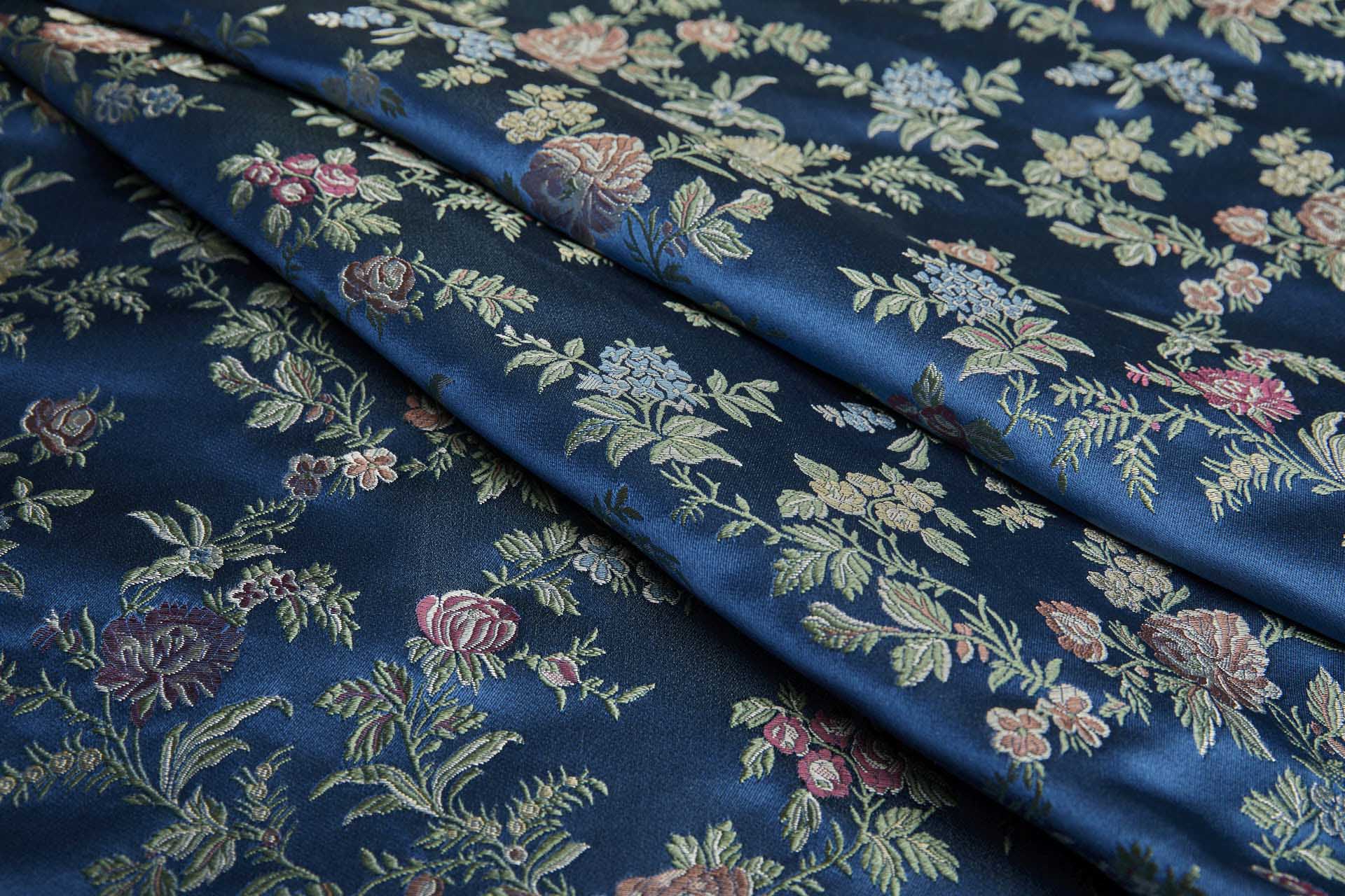 Classic Regency Floral Brocade - Teal with Coral, Green, Yellow and Blue fabric, image 5 of 7