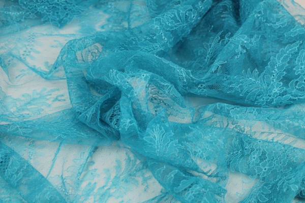 Turquoise Chantilly Lace - Fern Pattern fabric, image 4 of 9