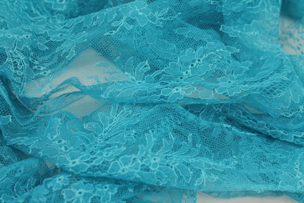 Turquoise Chantilly Lace - Fern Pattern fabric, image 7 of 9