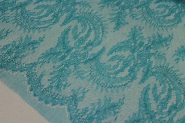 Turquoise Chantilly Lace - Fern Pattern fabric, image 2 of 9