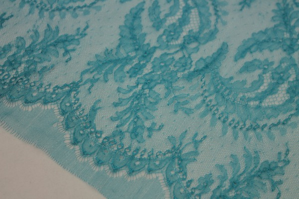 Turquoise Chantilly Lace - Fern Pattern fabric, image 3 of 9
