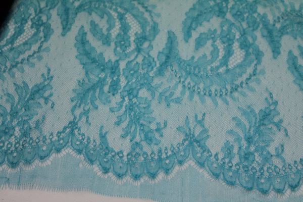 Turquoise Chantilly Lace - Fern Pattern fabric, image 9 of 9