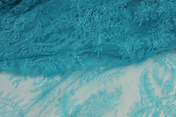 Turquoise Chantilly Lace - Fern Pattern fabric, image 8 of 9