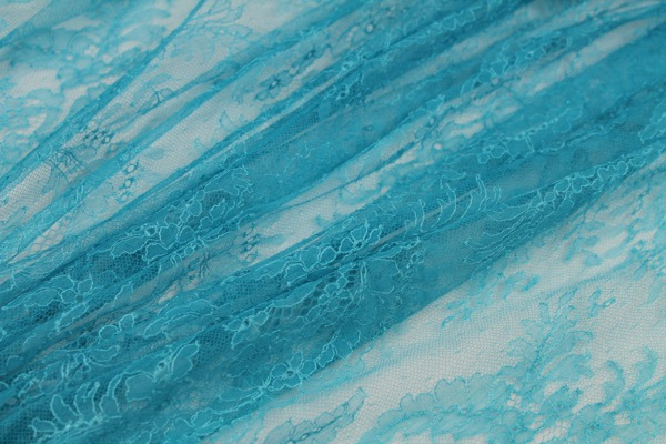 Turquoise Chantilly Lace - Fern Pattern fabric