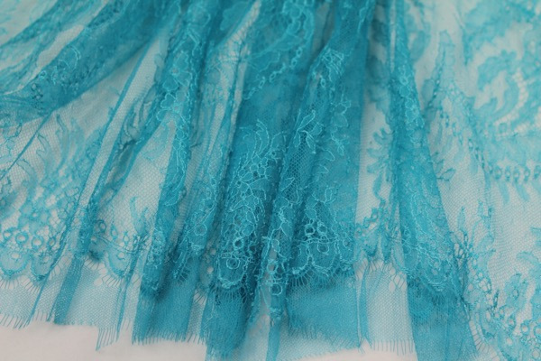 Turquoise Chantilly Lace - Fern Pattern fabric, image 6 of 9