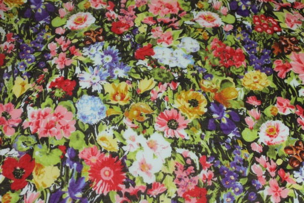 Floral Print Cotton - Brown, Red and Green fabric, image 5 of 5