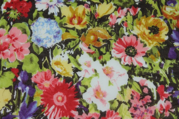 Floral Print Cotton - Brown, Red and Green fabric, image 3 of 5