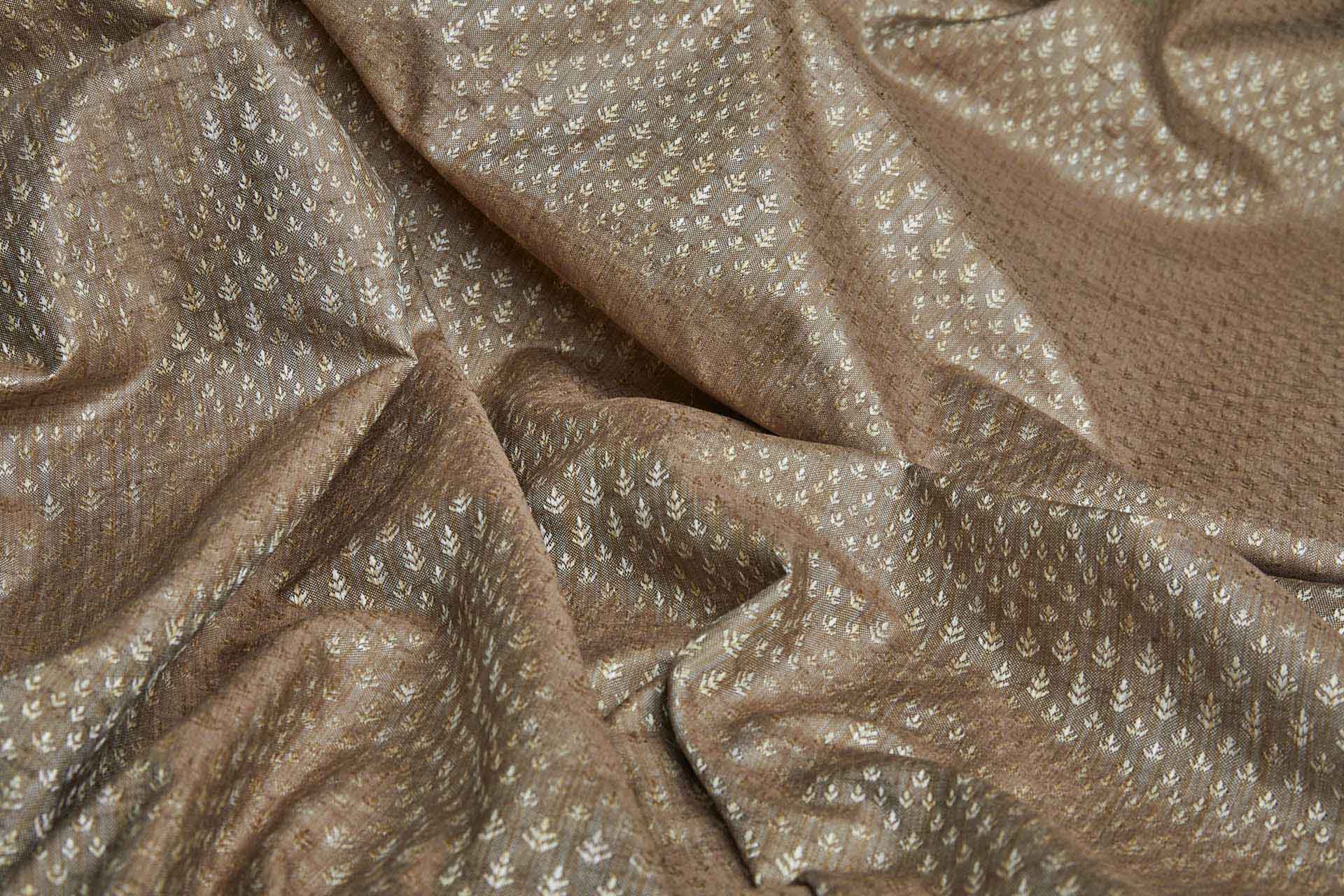 Cream and Light Natural Brown Soft Indian Brocade fabric, image 9 of 10