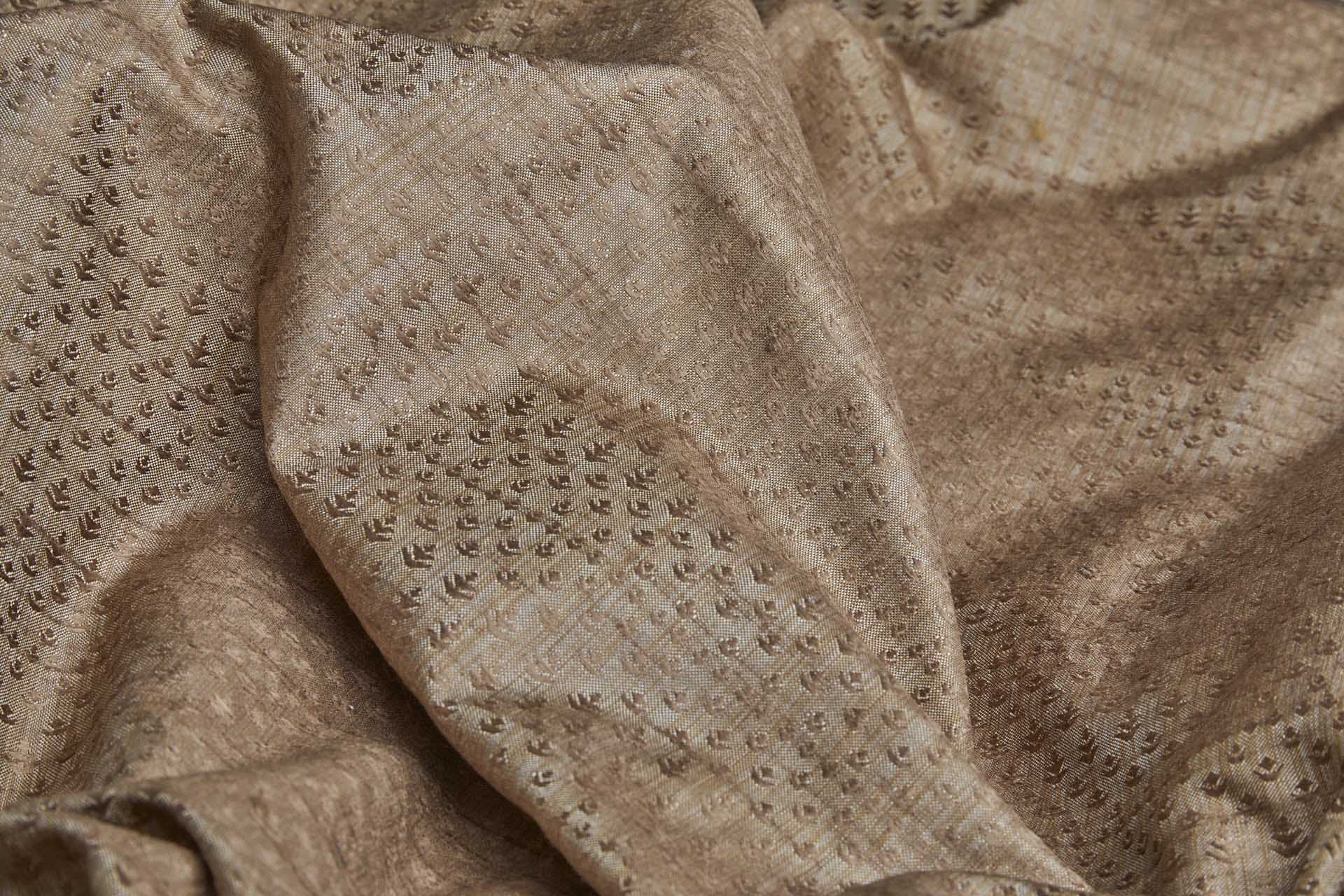 Cream and Light Natural Brown Soft Indian Brocade fabric, image 10 of 10