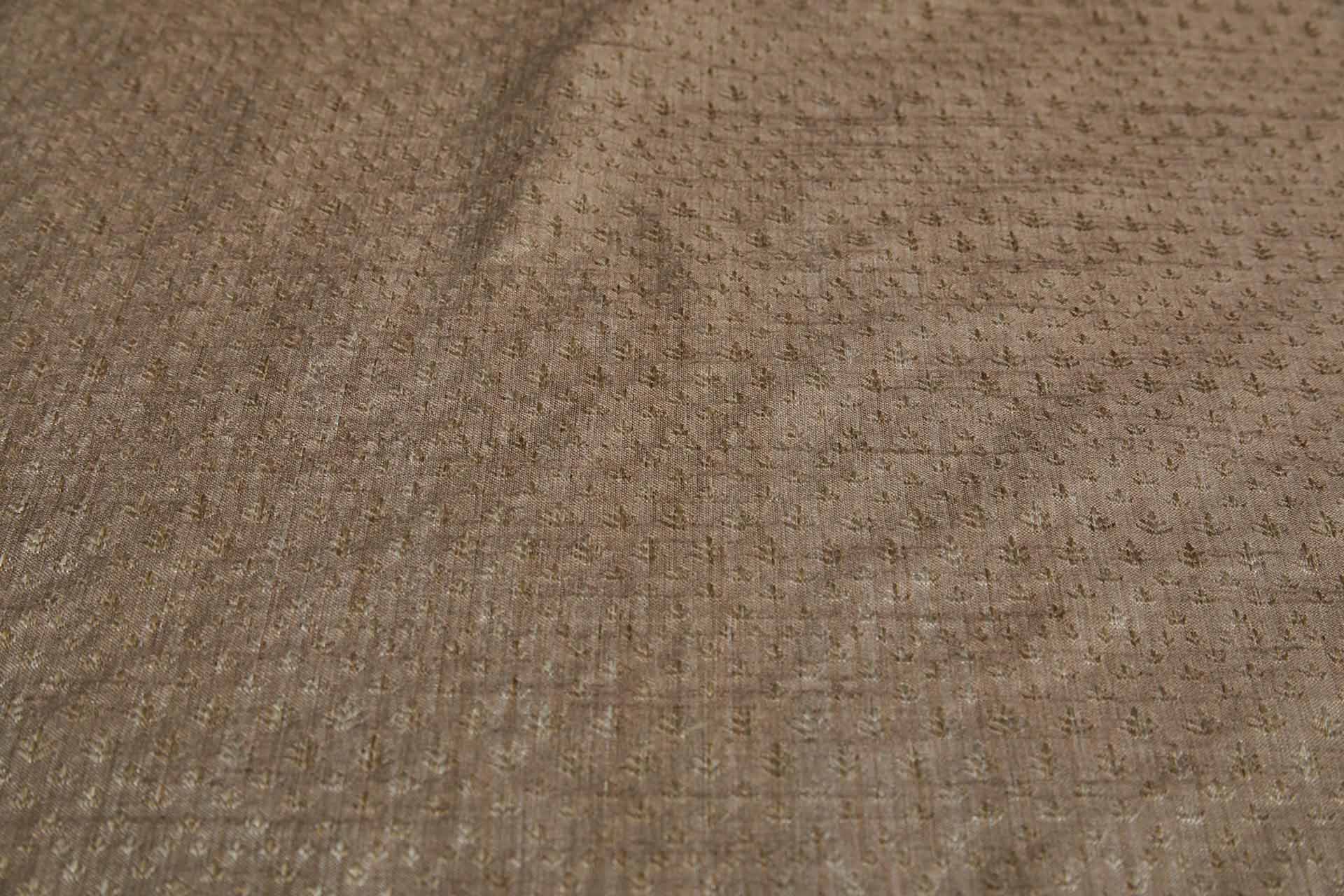 Cream and Light Natural Brown Soft Indian Brocade fabric, image 3 of 10