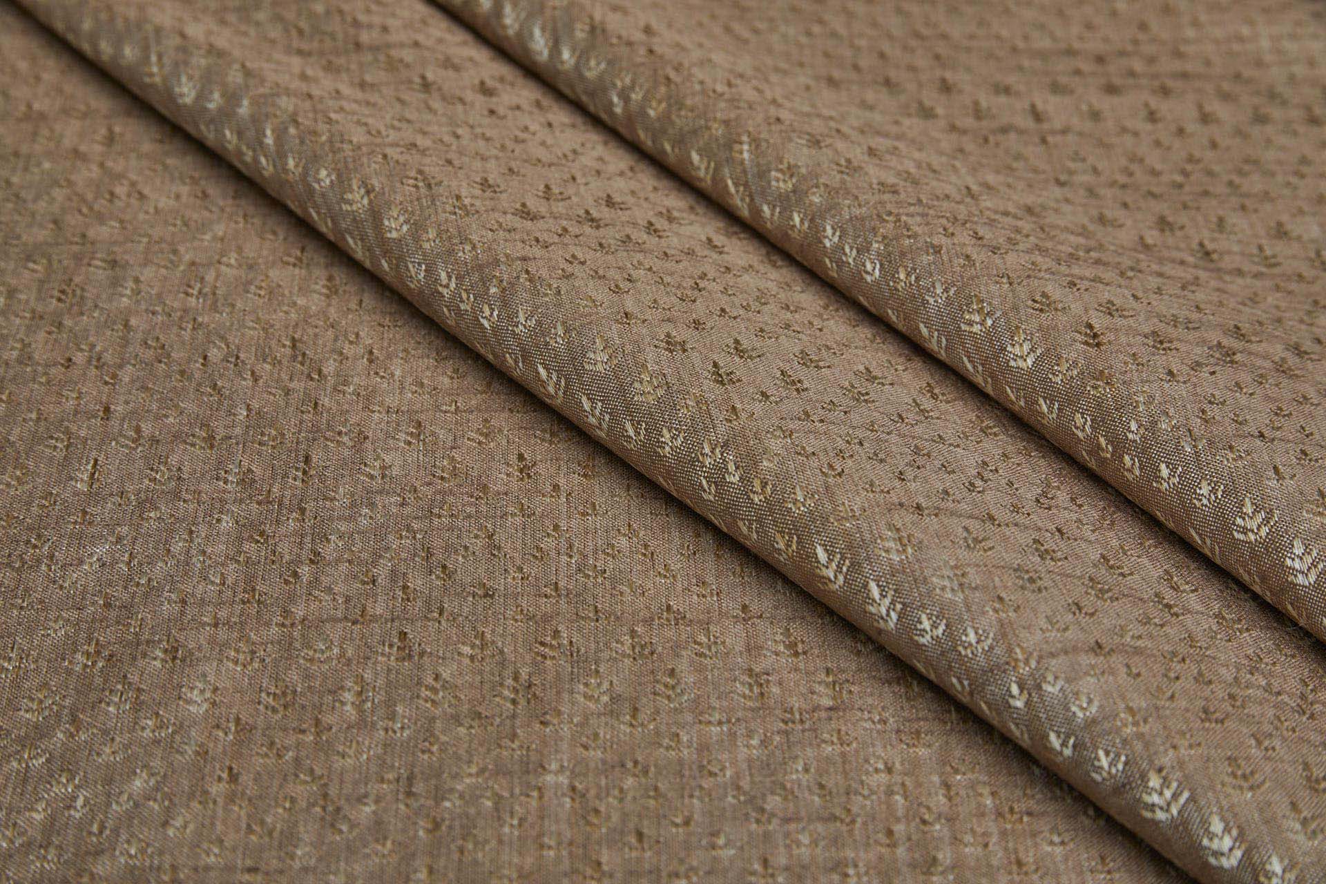 Cream and Light Natural Brown Soft Indian Brocade fabric, image 6 of 10