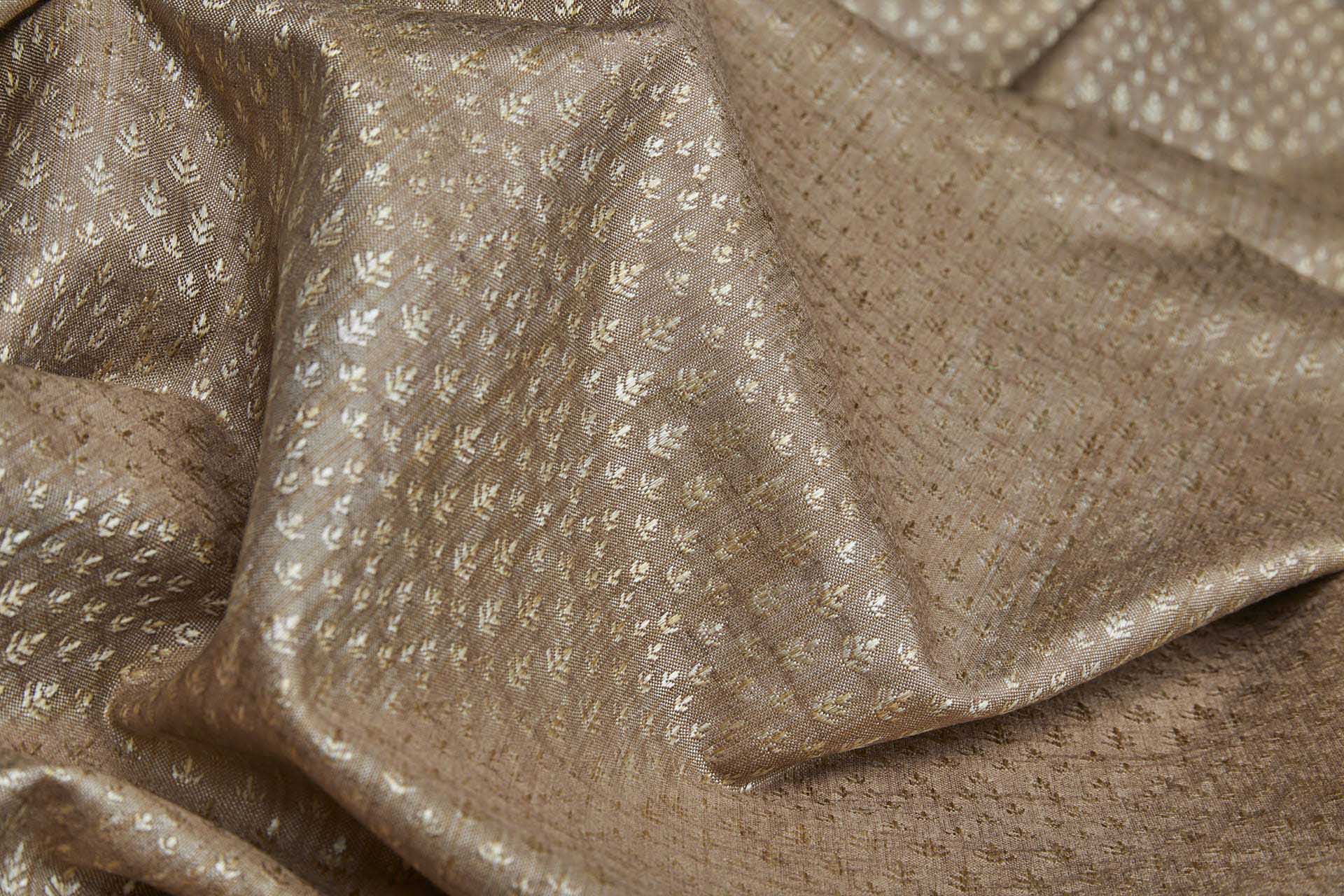 Cream and Light Natural Brown Soft Indian Brocade fabric, image 7 of 10