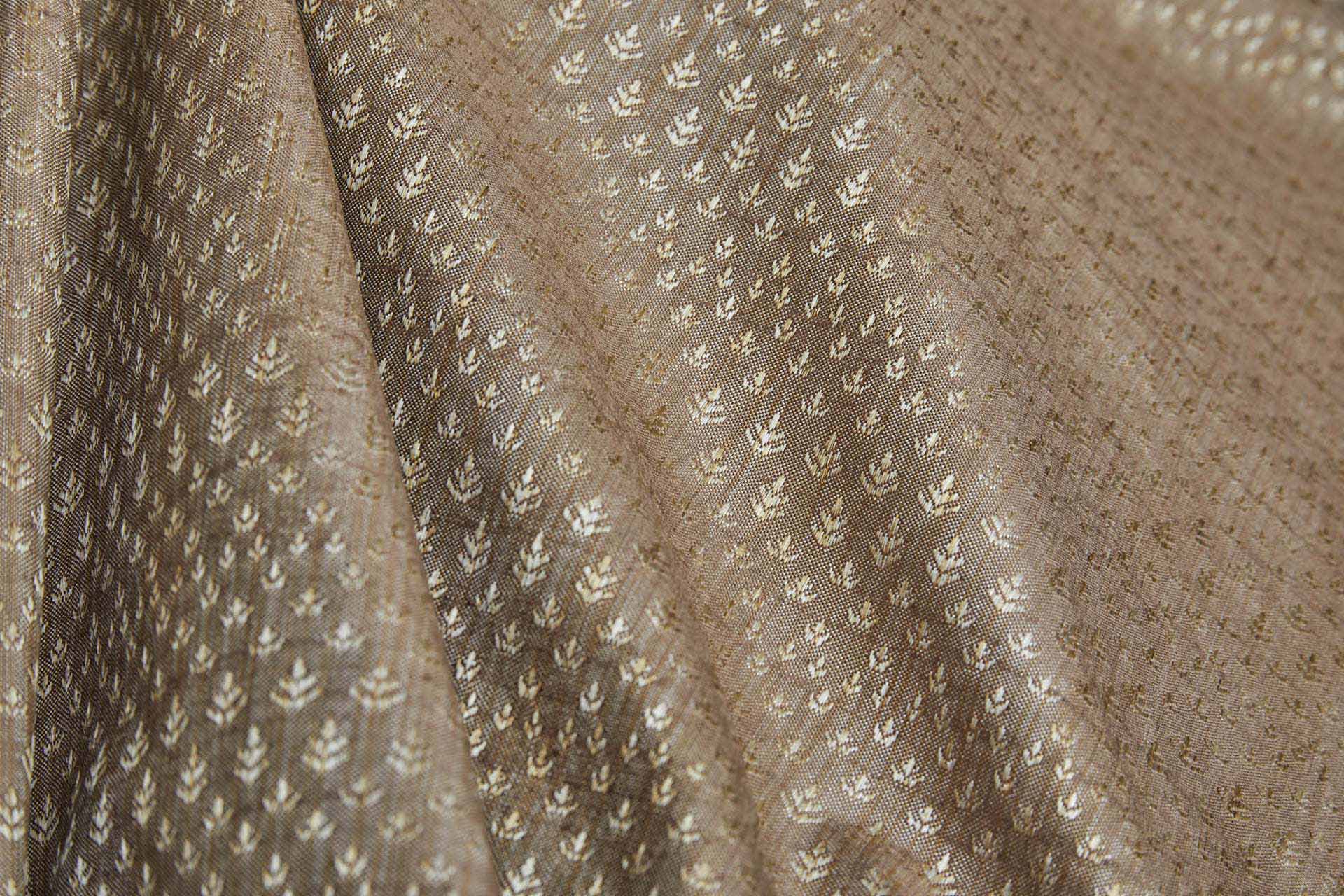 Cream and Light Natural Brown Soft Indian Brocade fabric