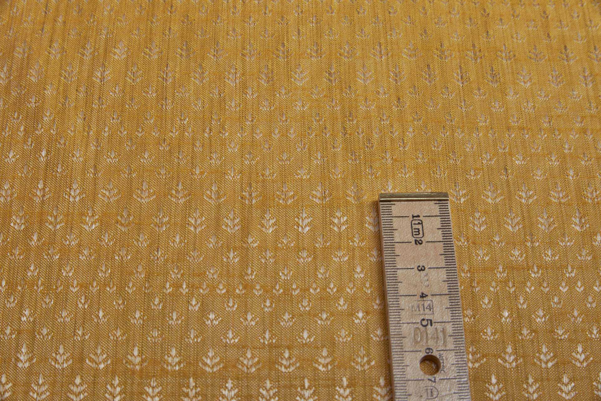 Cream and Saffron Yellow Soft Indian Brocade fabric, image 3 of 8
