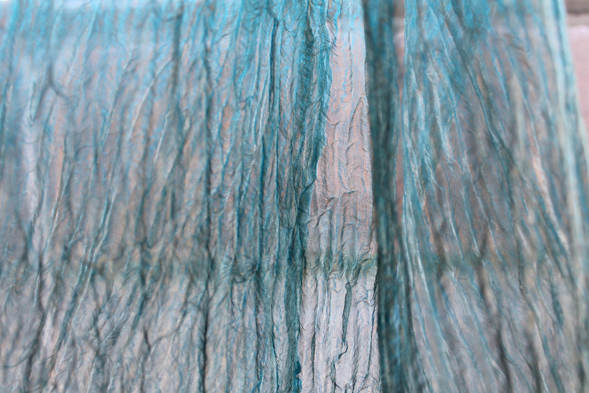 Crinkled Silk Metal Organza - Pale Blue / Gold fabric, image 3 of 7
