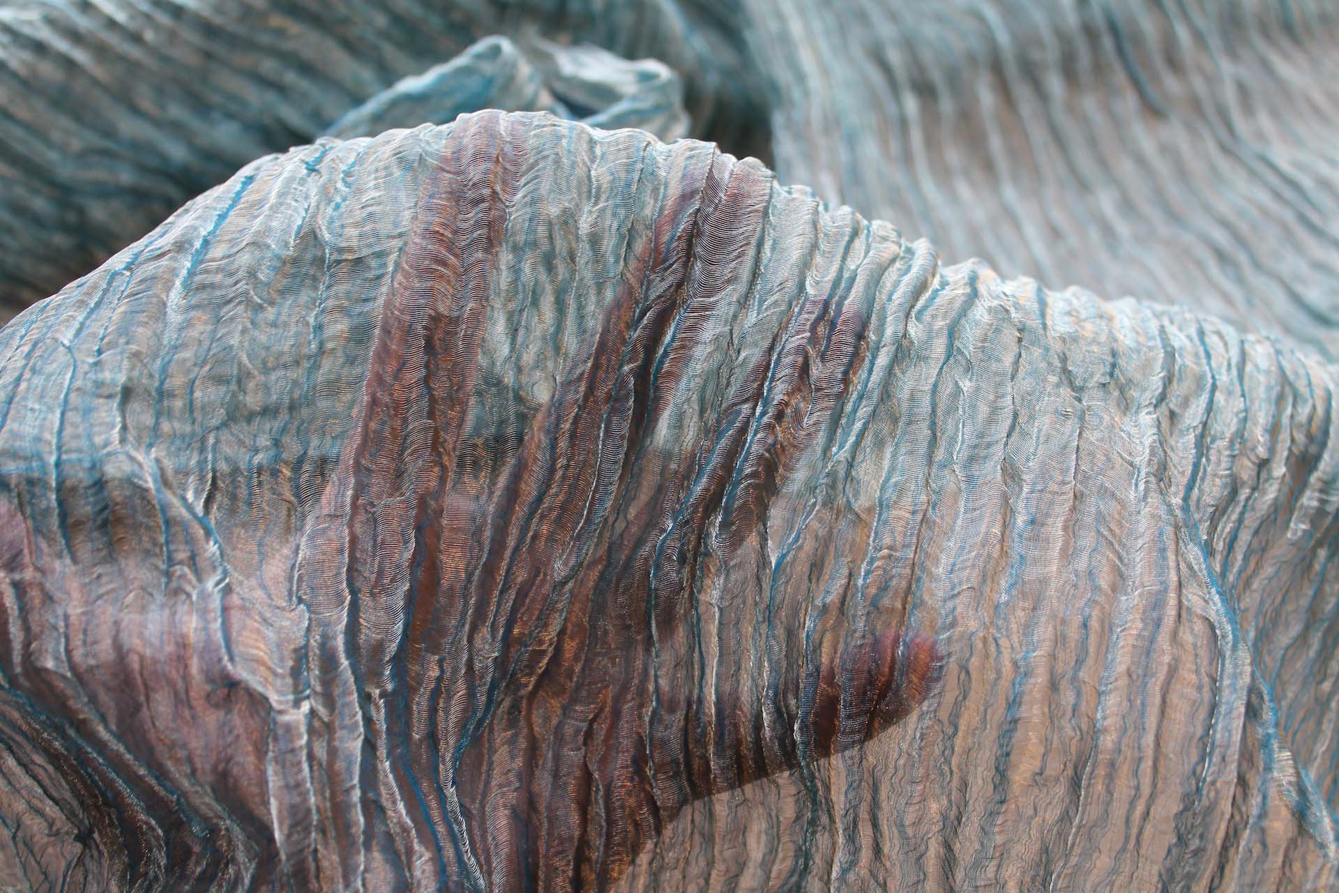 Crinkled Silk Metal Organza - Pale Blue / Gold fabric, image 6 of 7