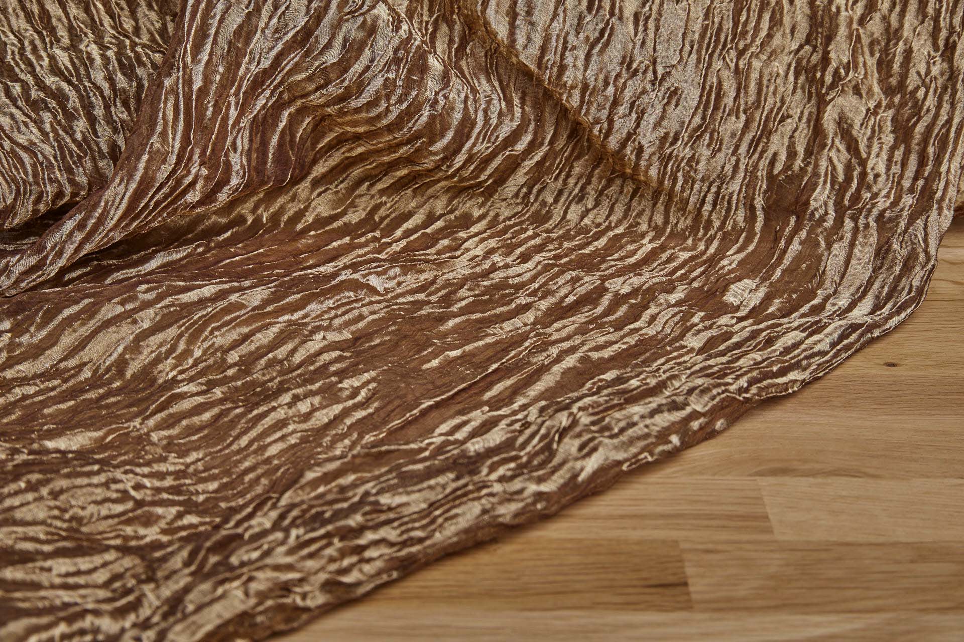 Crinkled Silk Metal Organza - Brown / Gold fabric, image 2 of 7