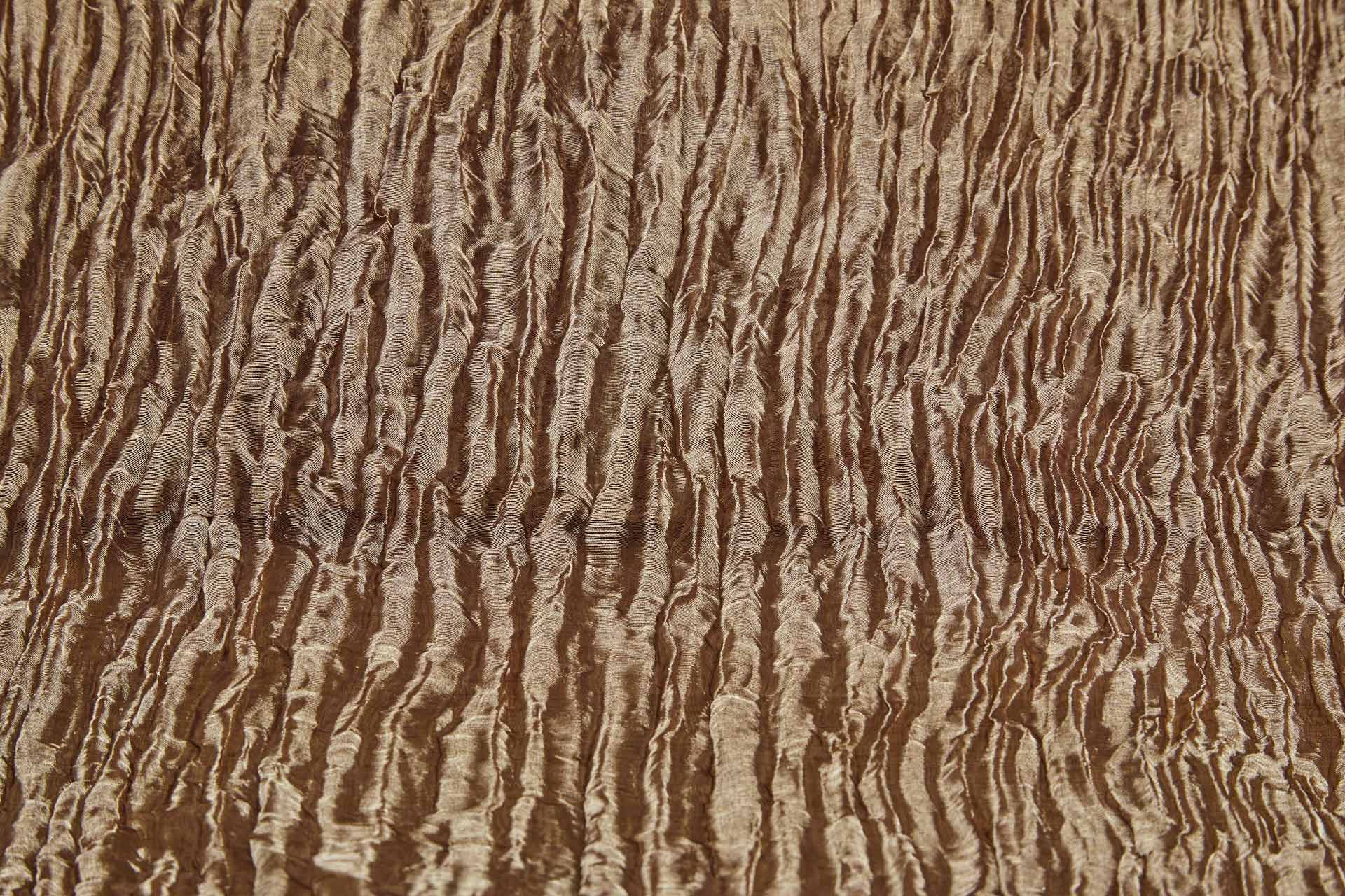 Crinkled Silk Metal Organza - Brown / Gold fabric, image 4 of 7