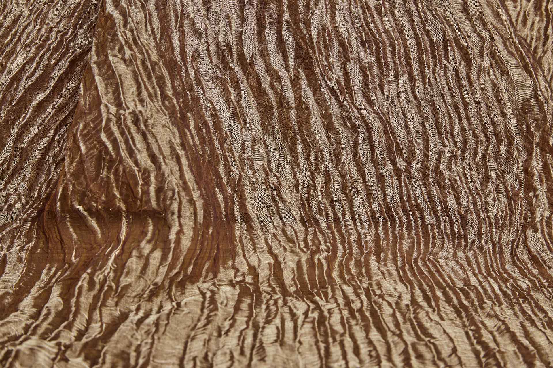 Crinkled Silk Metal Organza - Brown / Gold fabric, image 5 of 7