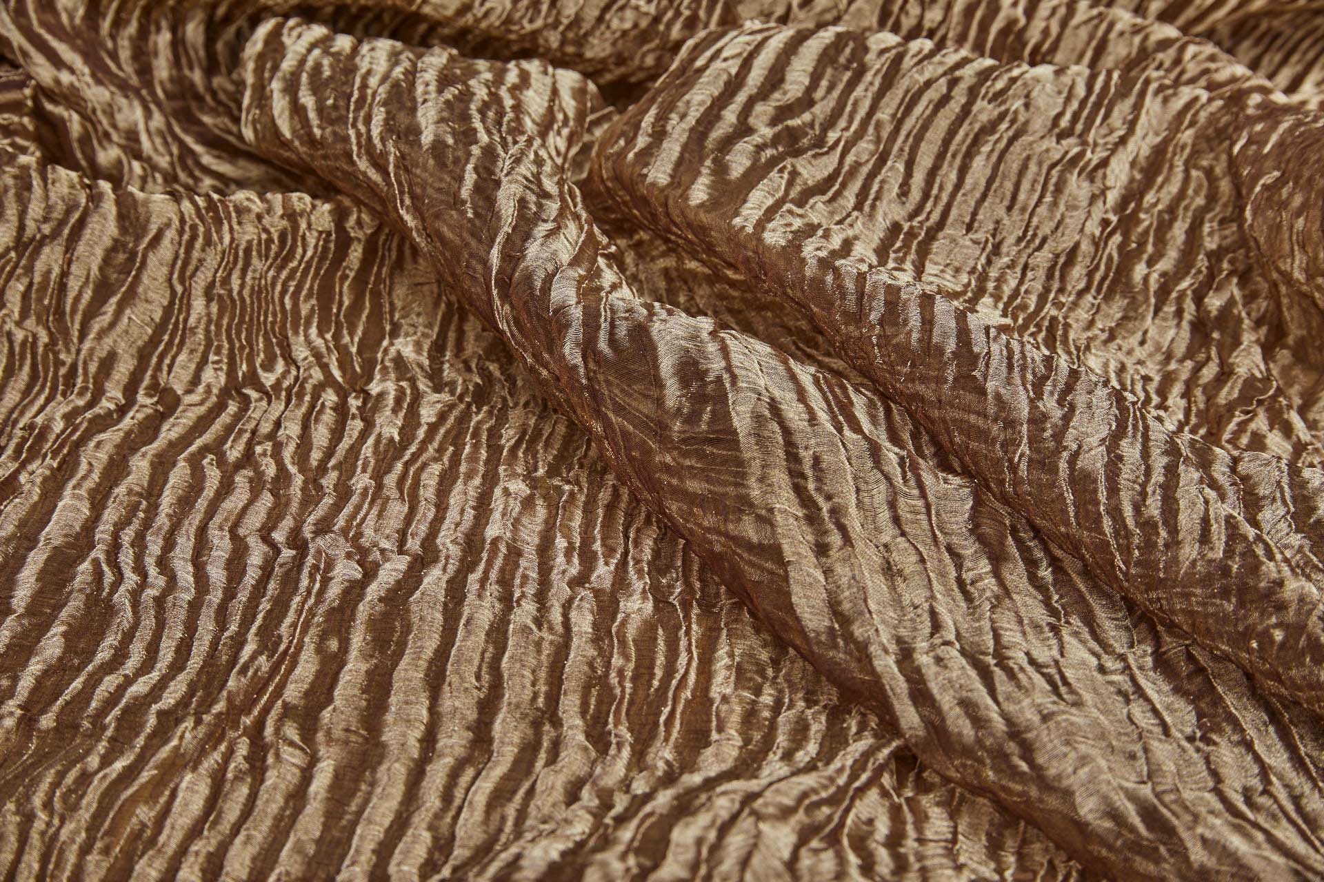 Crinkled Silk Metal Organza - Brown / Gold fabric, image 6 of 7