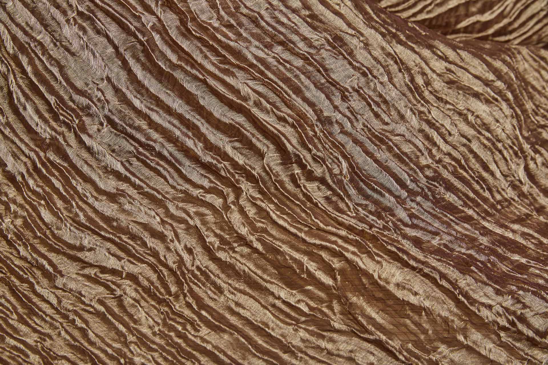 Crinkled Silk Metal Organza - Brown / Gold fabric, image 7 of 7
