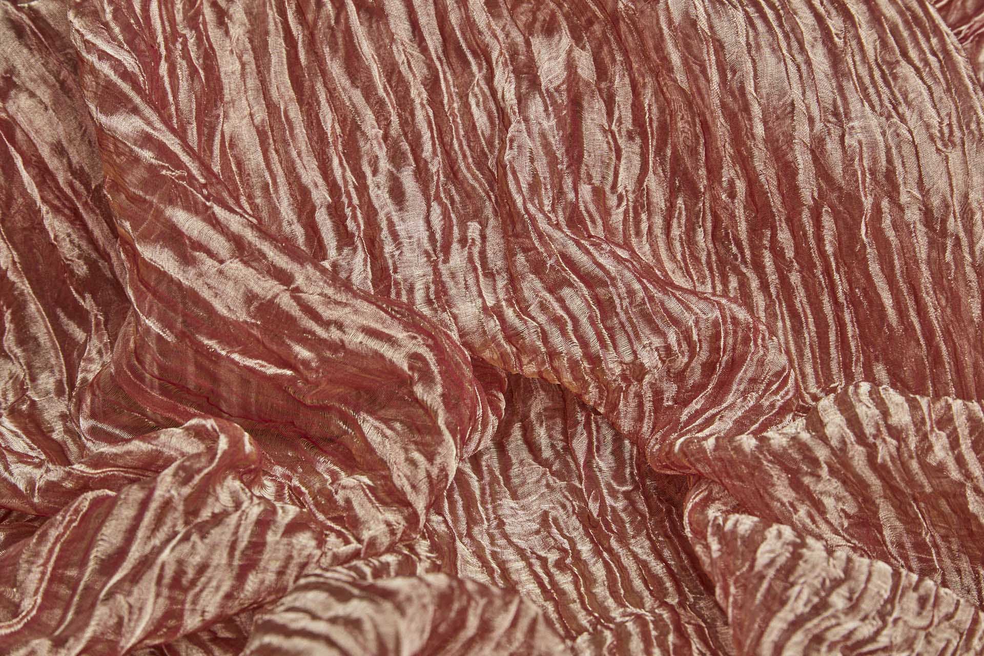 Crinkled Silk Metal Organza - Red / Gold fabric, image 2 of 6