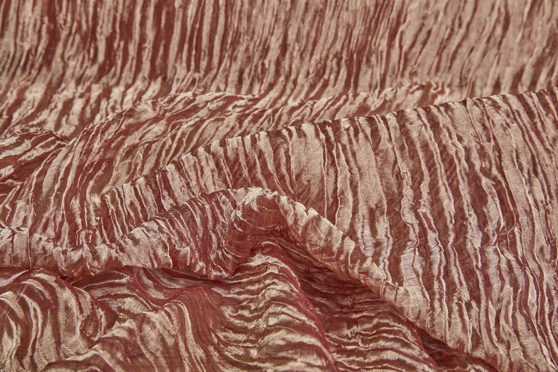Crinkled Silk Metal Organza - Red / Gold fabric, image 4 of 6