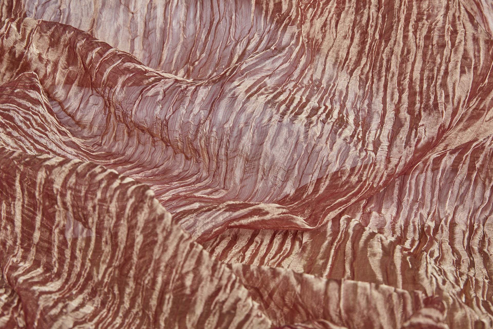 Crinkled Silk Metal Organza - Red / Gold fabric, image 5 of 6
