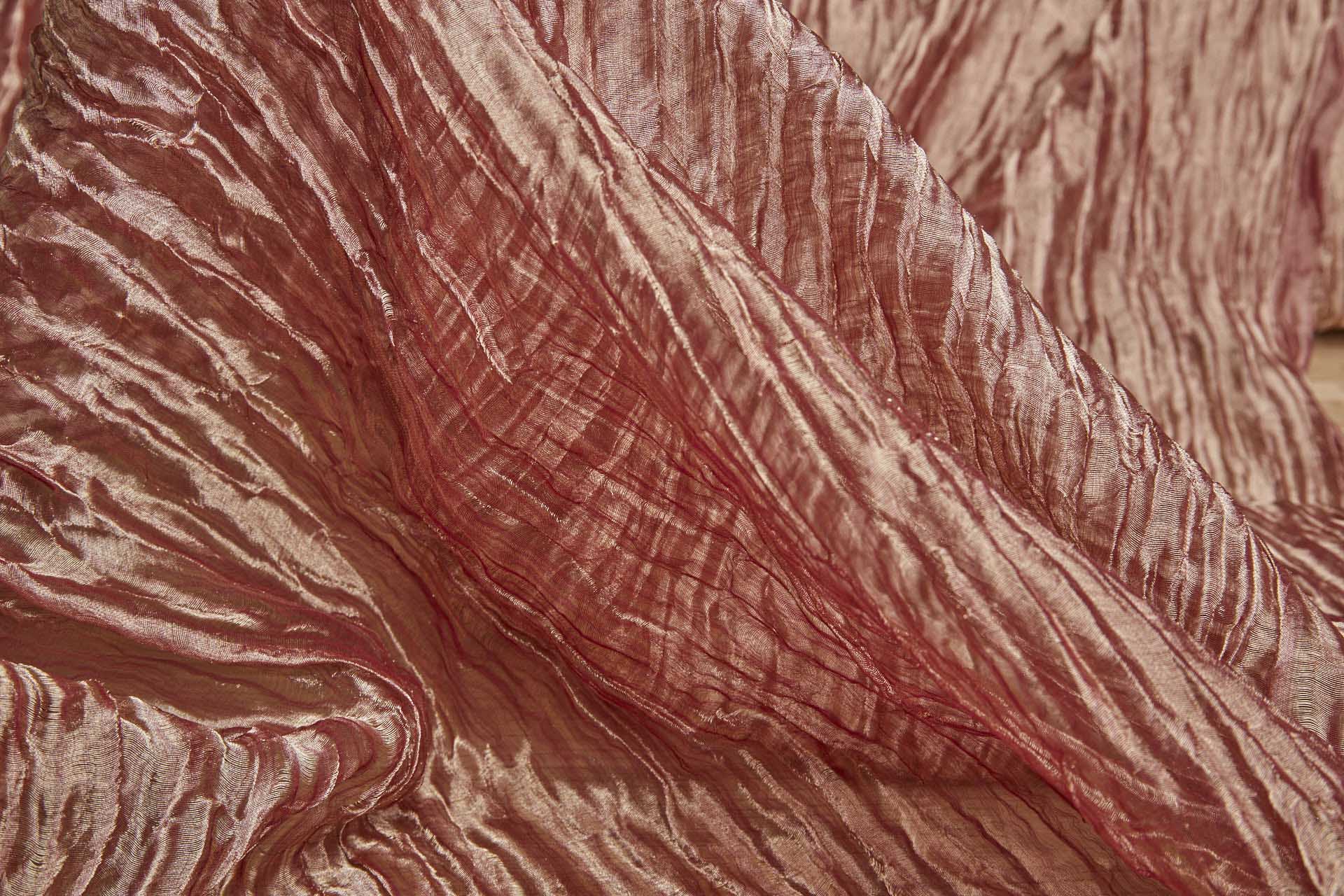 Crinkled Silk Metal Organza - Red / Gold fabric, image 6 of 6
