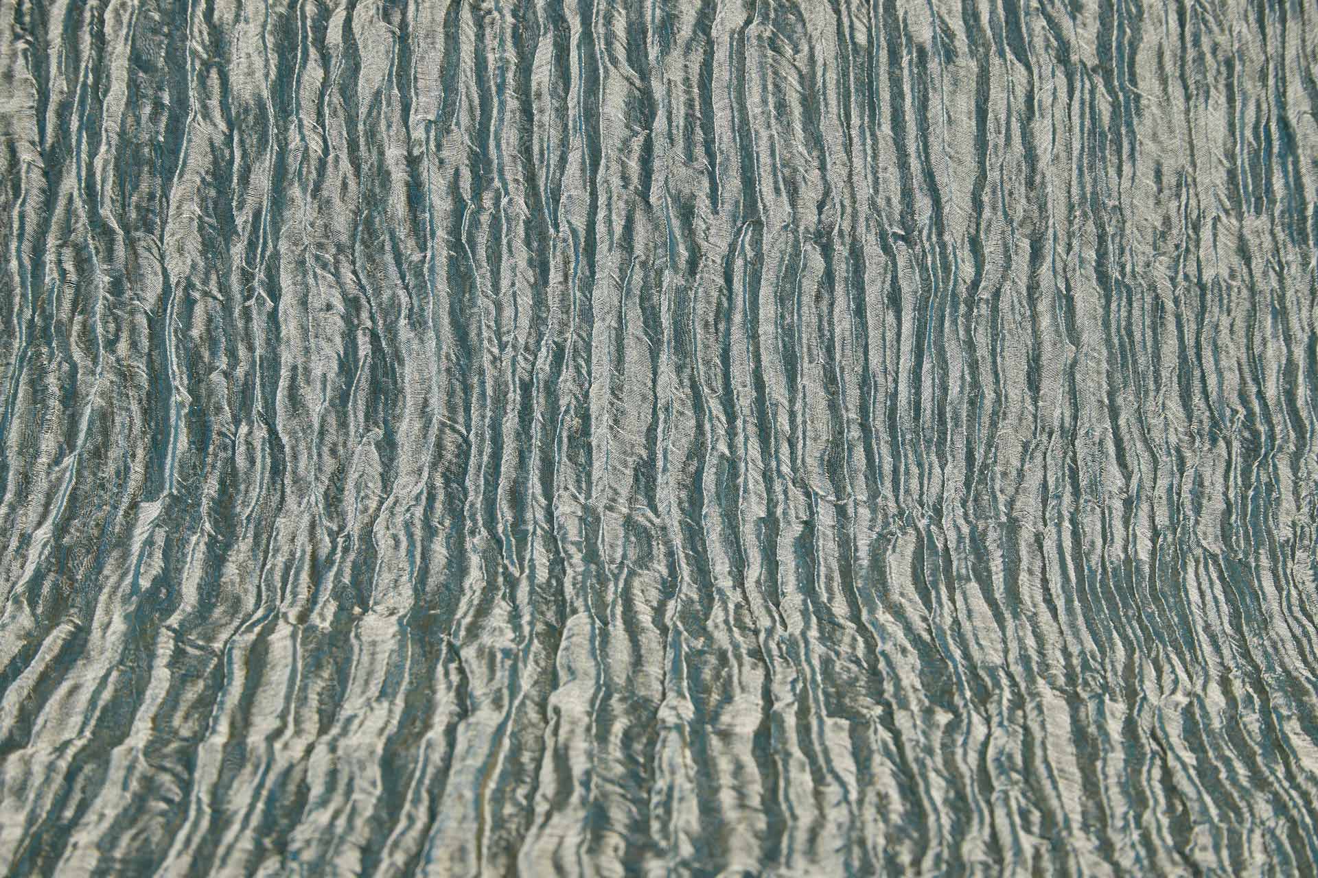 Crinkled Silk Metal Organza - Teal / Gold fabric, image 3 of 8