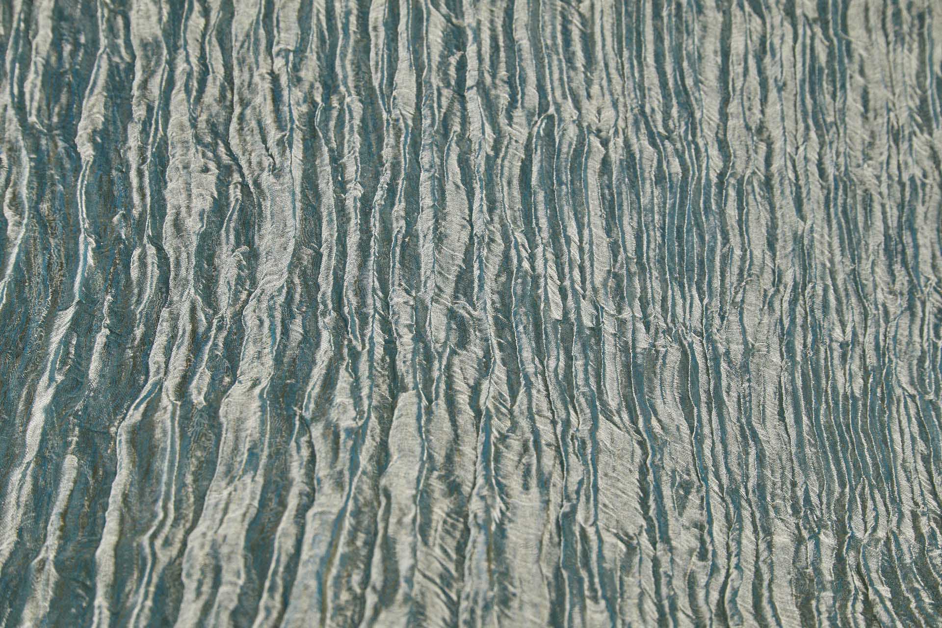Crinkled Silk Metal Organza - Teal / Gold fabric, image 4 of 8