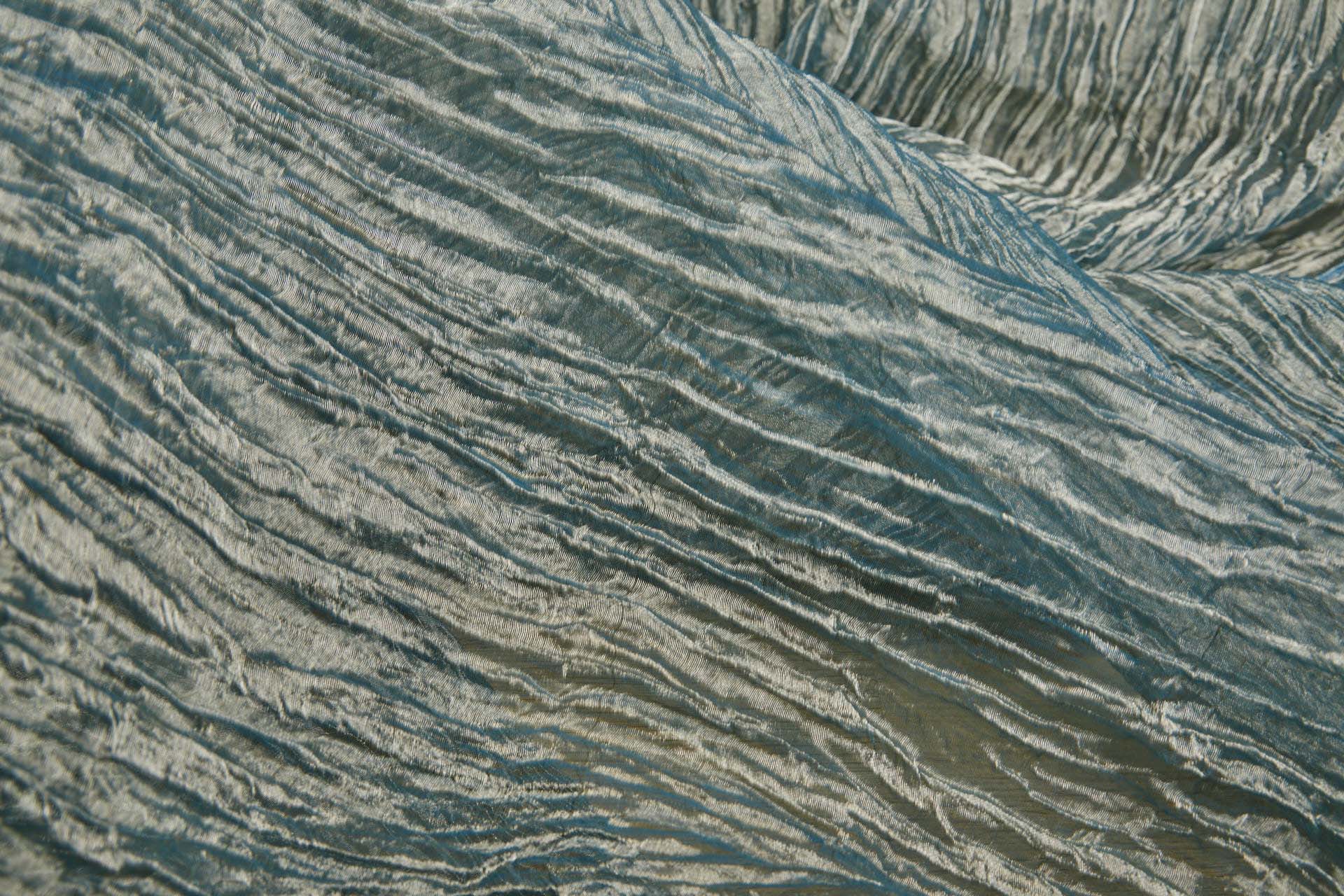 Crinkled Silk Metal Organza - Teal / Gold fabric, image 8 of 8