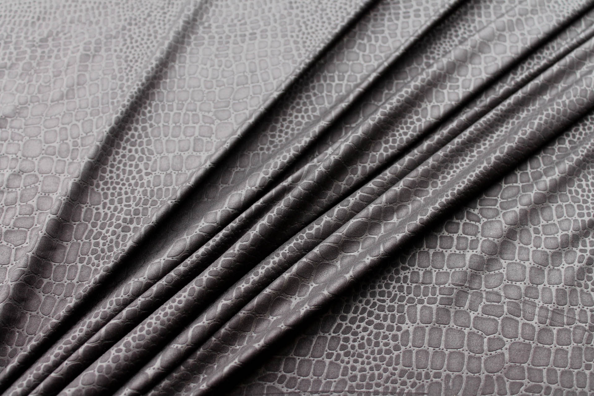 Crocodile Print Jersey - Black fabric, image 2 of 7