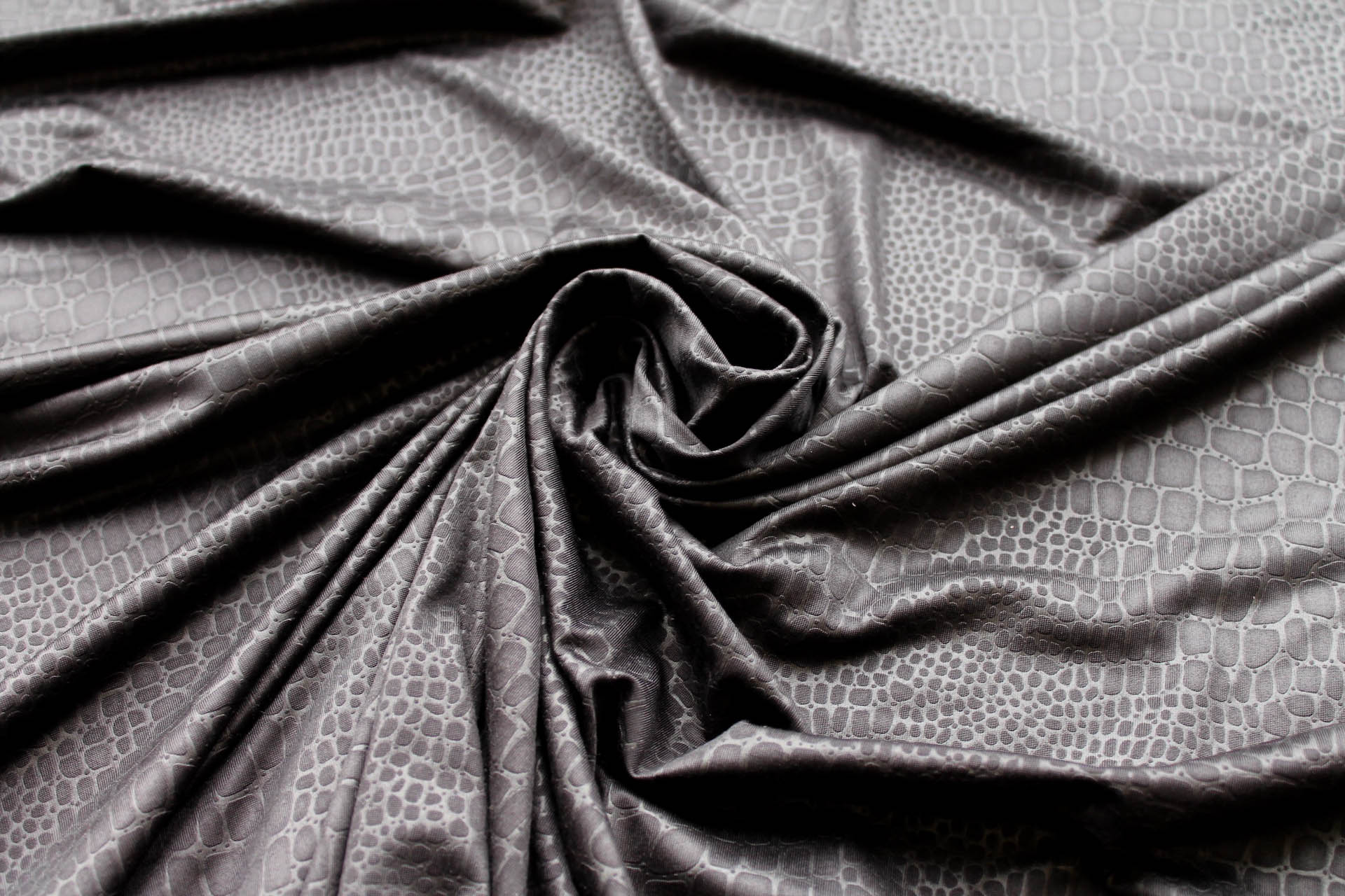 Crocodile Print Jersey - Black fabric, image 3 of 7