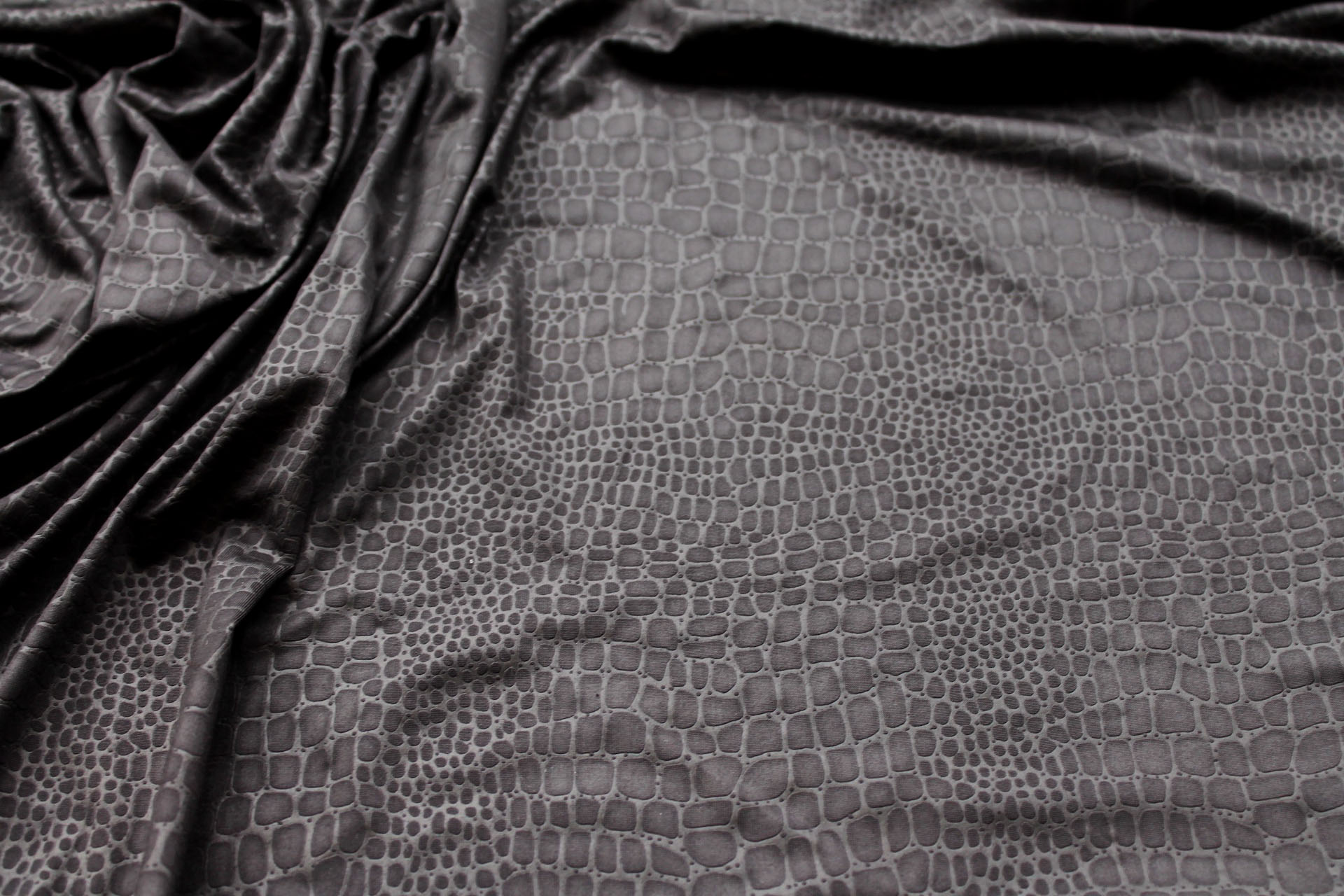 Crocodile Print Jersey - Black fabric, image 6 of 7