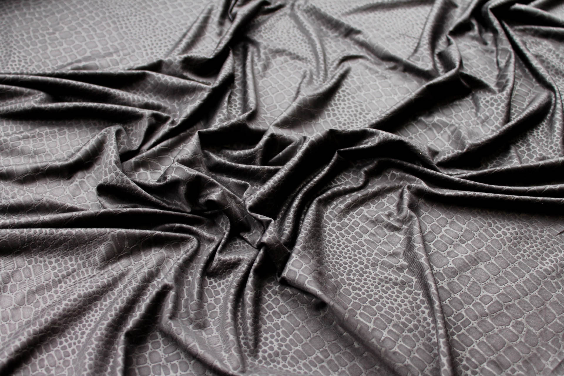 Crocodile Print Jersey - Black fabric, image 7 of 7