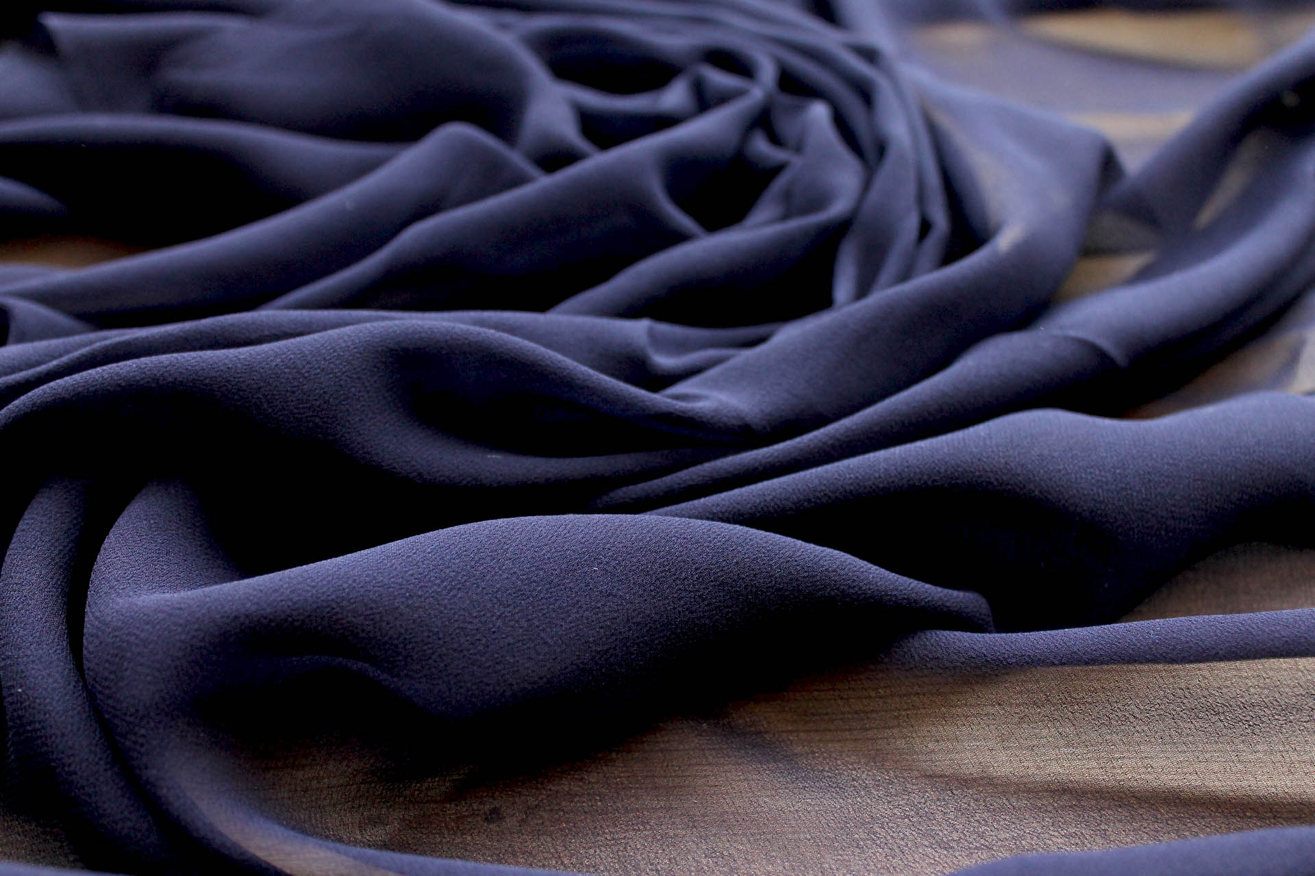 Dark Navy Silk Georgette - 110cm wide fabric, image 3 of 5