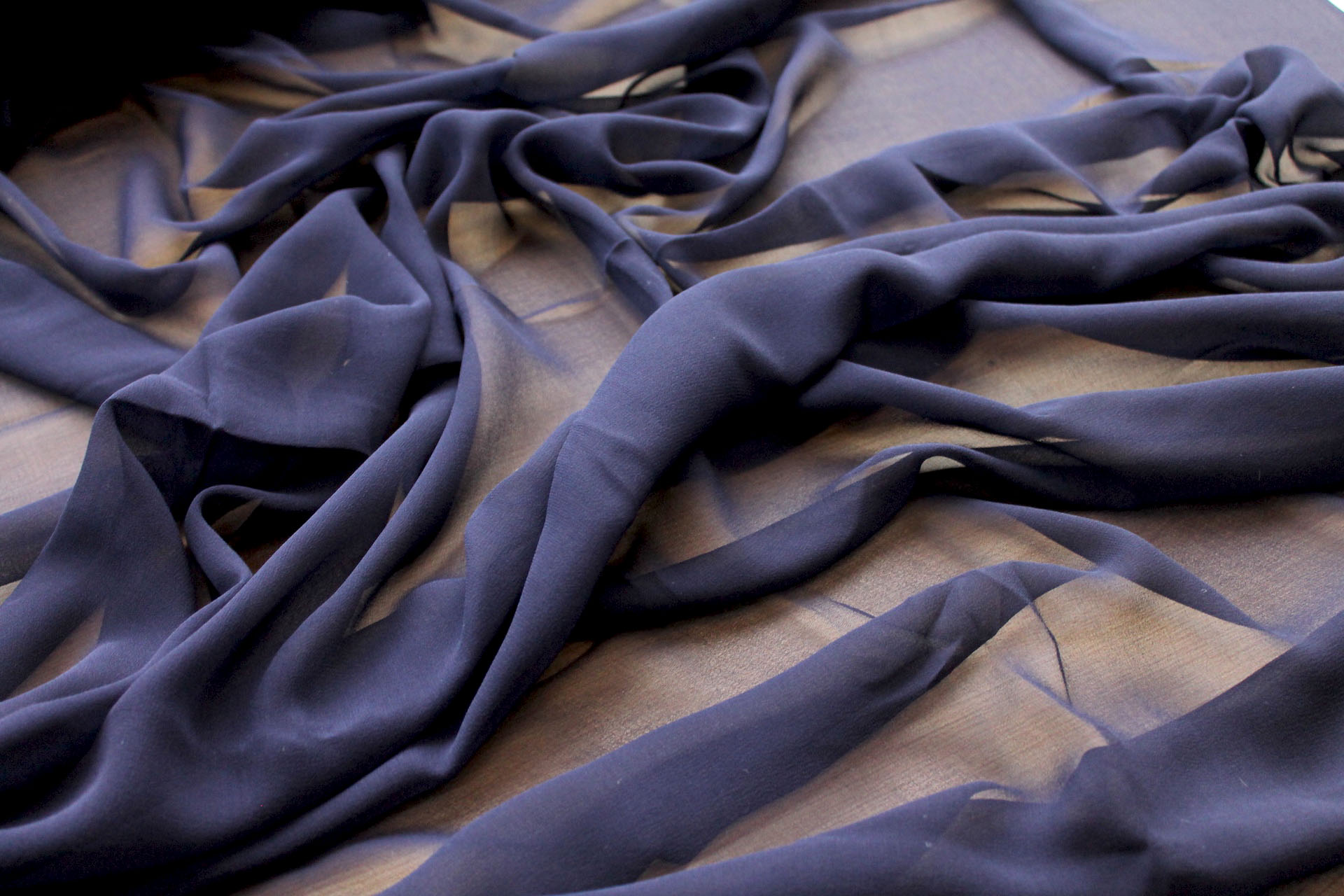 Dark Navy Silk Georgette - 110cm wide - 3.5m Piece fabric, image 4 of 5
