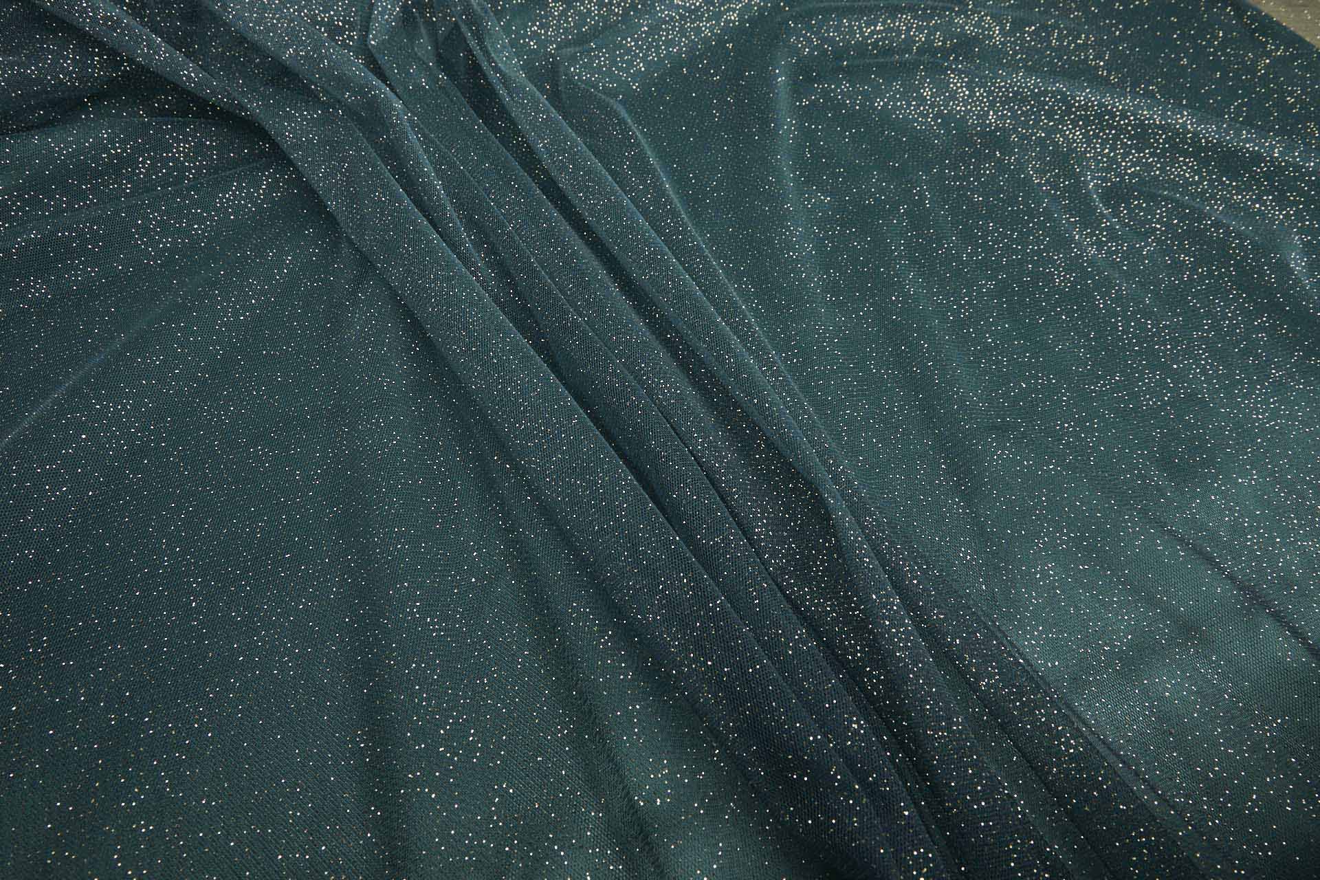 Dark Teal and Gold Glitter Tulle fabric, image 8 of 9