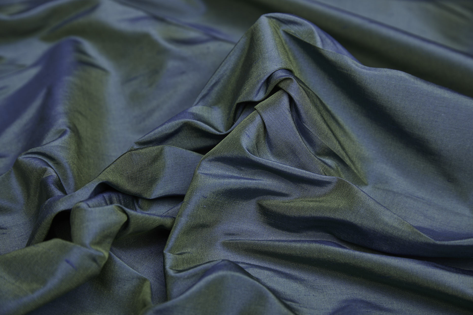Silk Dupion - Royal Blue shot Green fabric, image 2 of 8