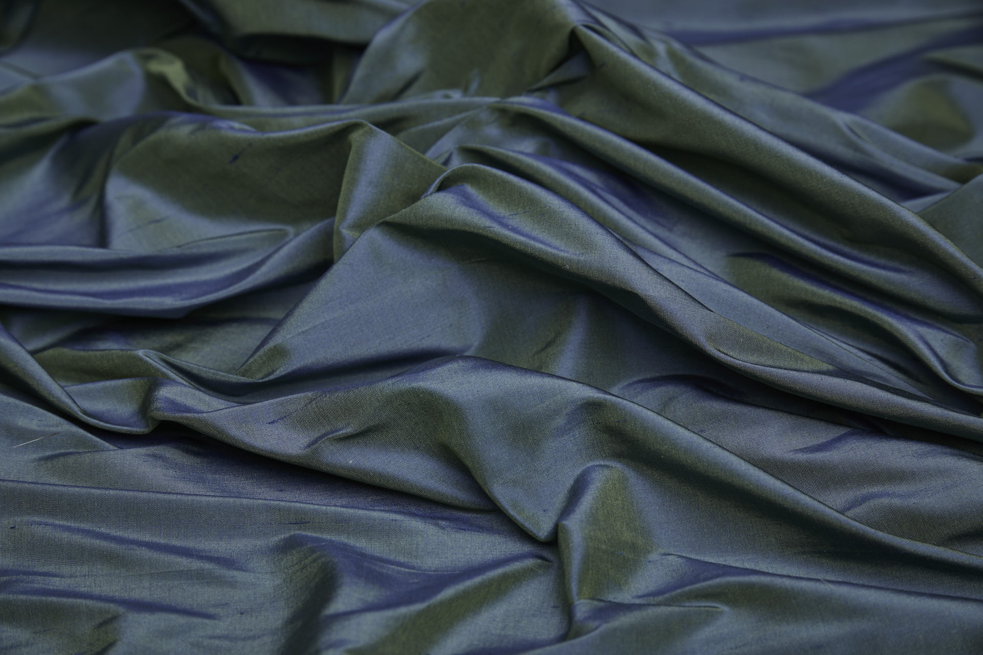 Silk Dupion - Royal Blue shot Green fabric, image 6 of 8