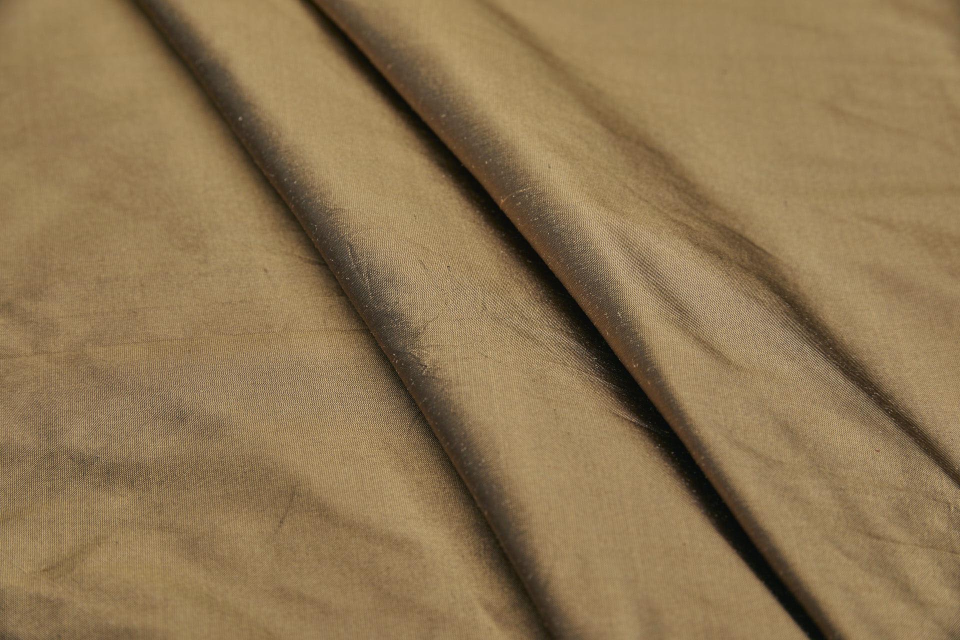 Silk Dupion - Tan shot Black fabric, image 6 of 8