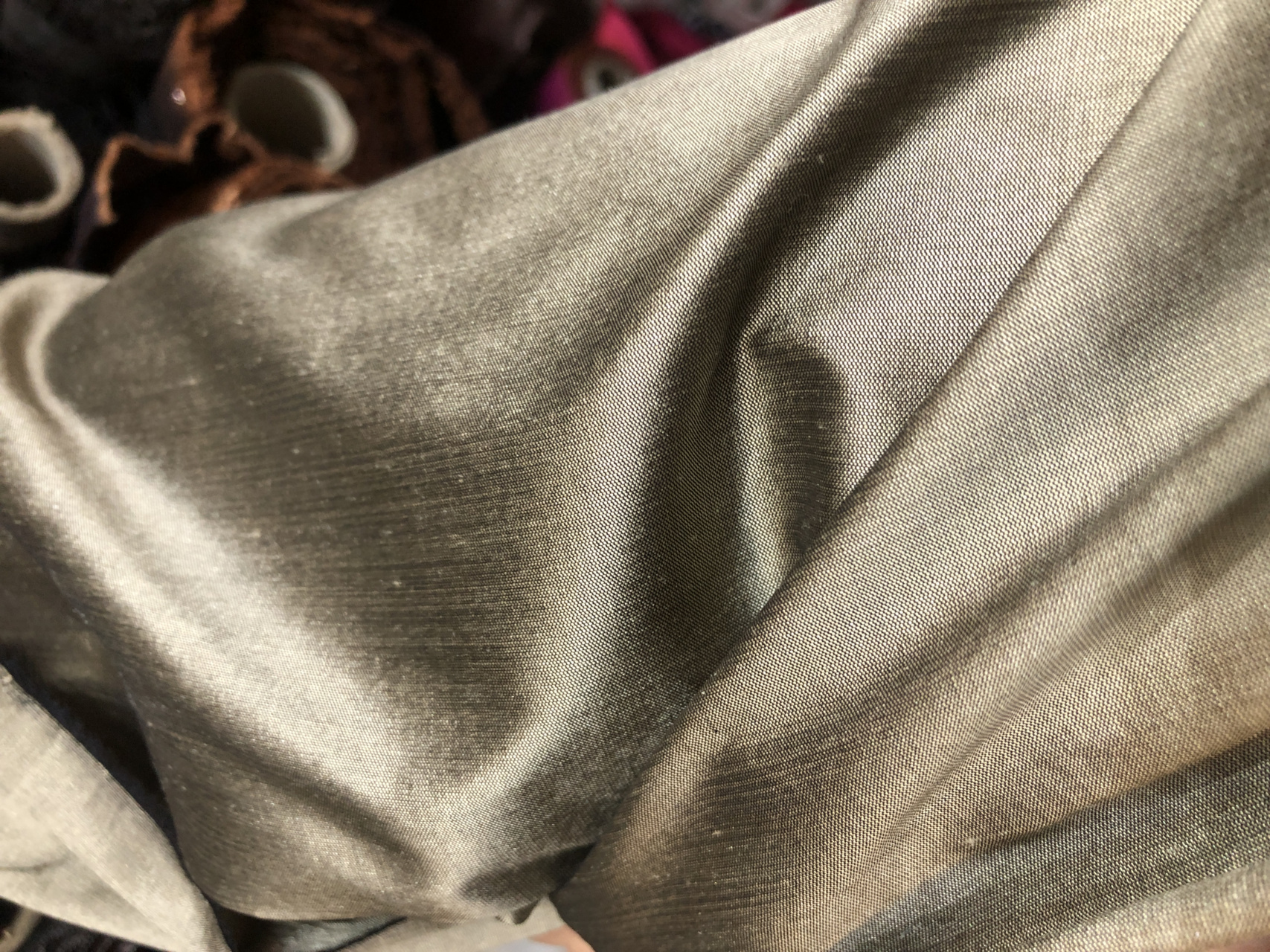 Silk Dupion - Blackened Bronze fabric, image 2 of 8