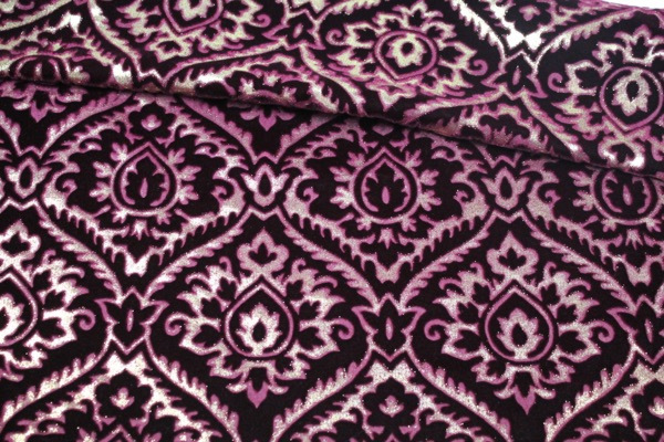 Embossed Viscose Velvet - Burgundy Gold Foil fabric, image 6 of 7