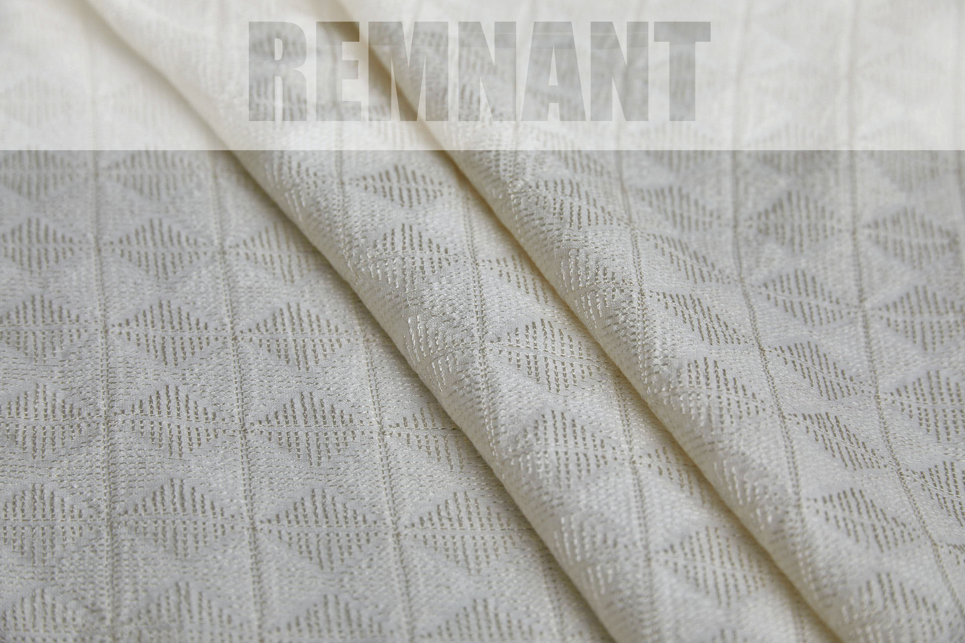 Ivory Geometric Embroidery with on Natural Silk Tassar - 1.1m Piece fabric