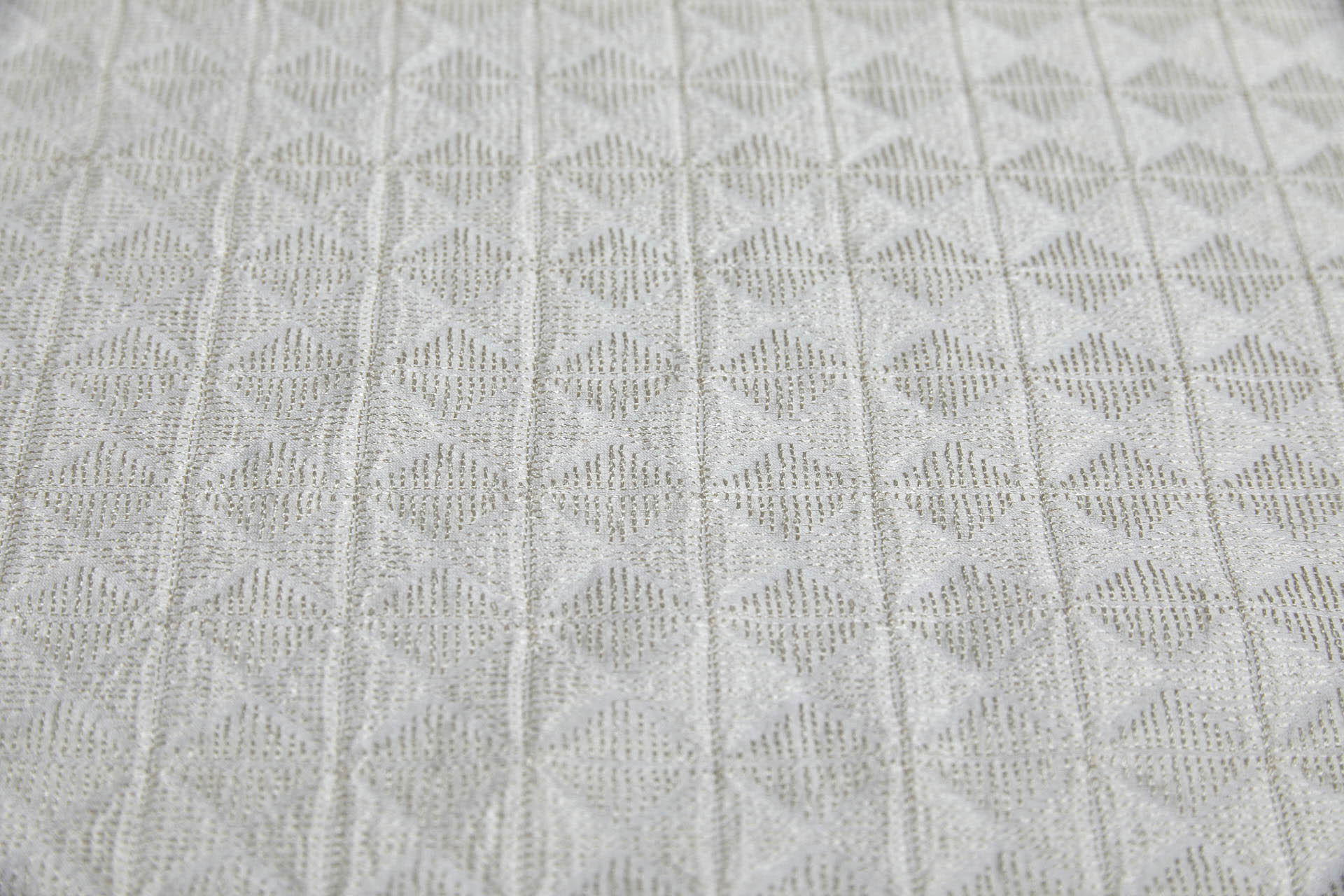Ivory Geometric Embroidery with on Natural Silk Tassar fabric, image 8 of 10