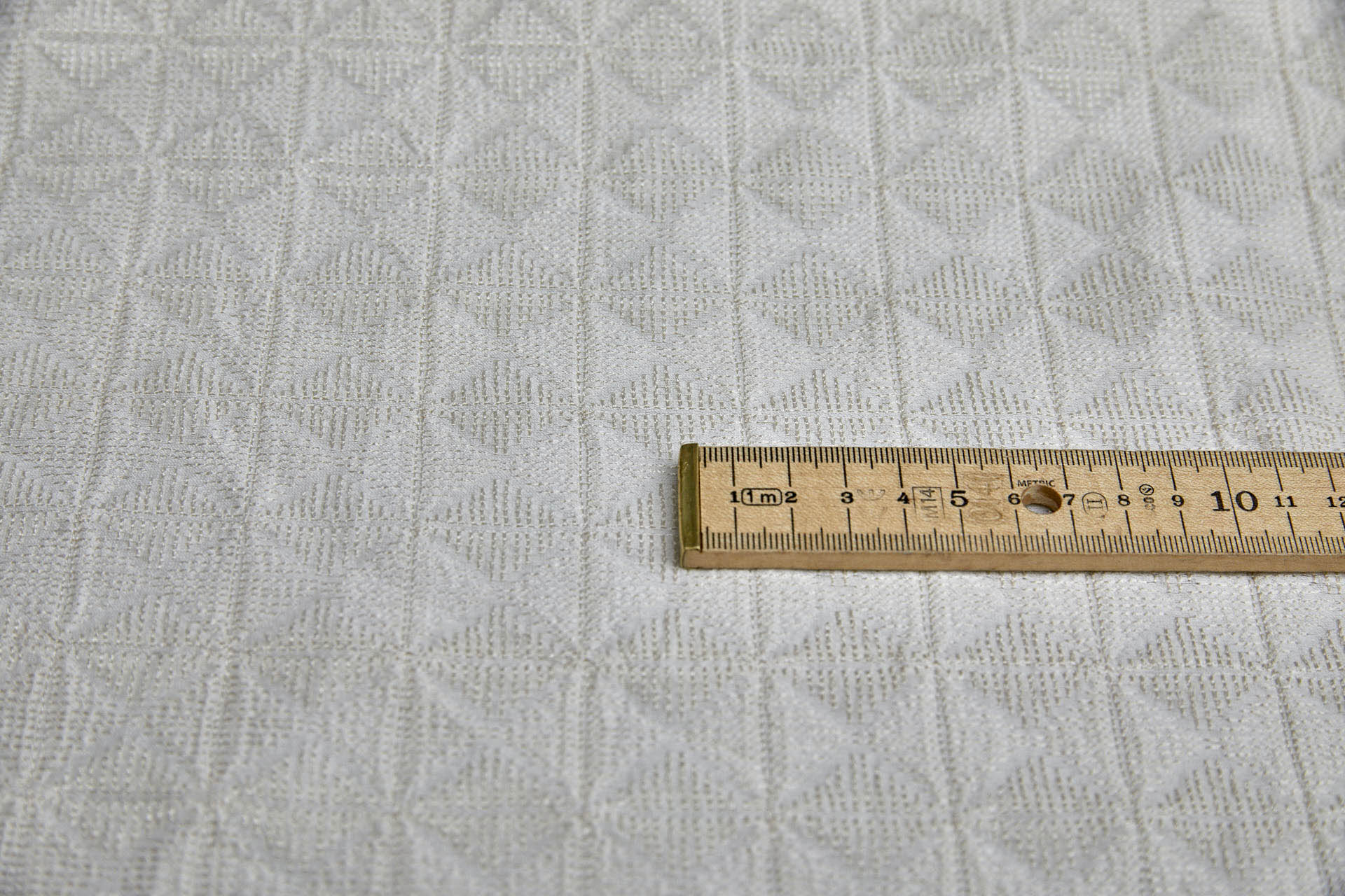 Ivory Geometric Embroidery with on Natural Silk Tassar - 1.1m Piece fabric, image 9 of 9