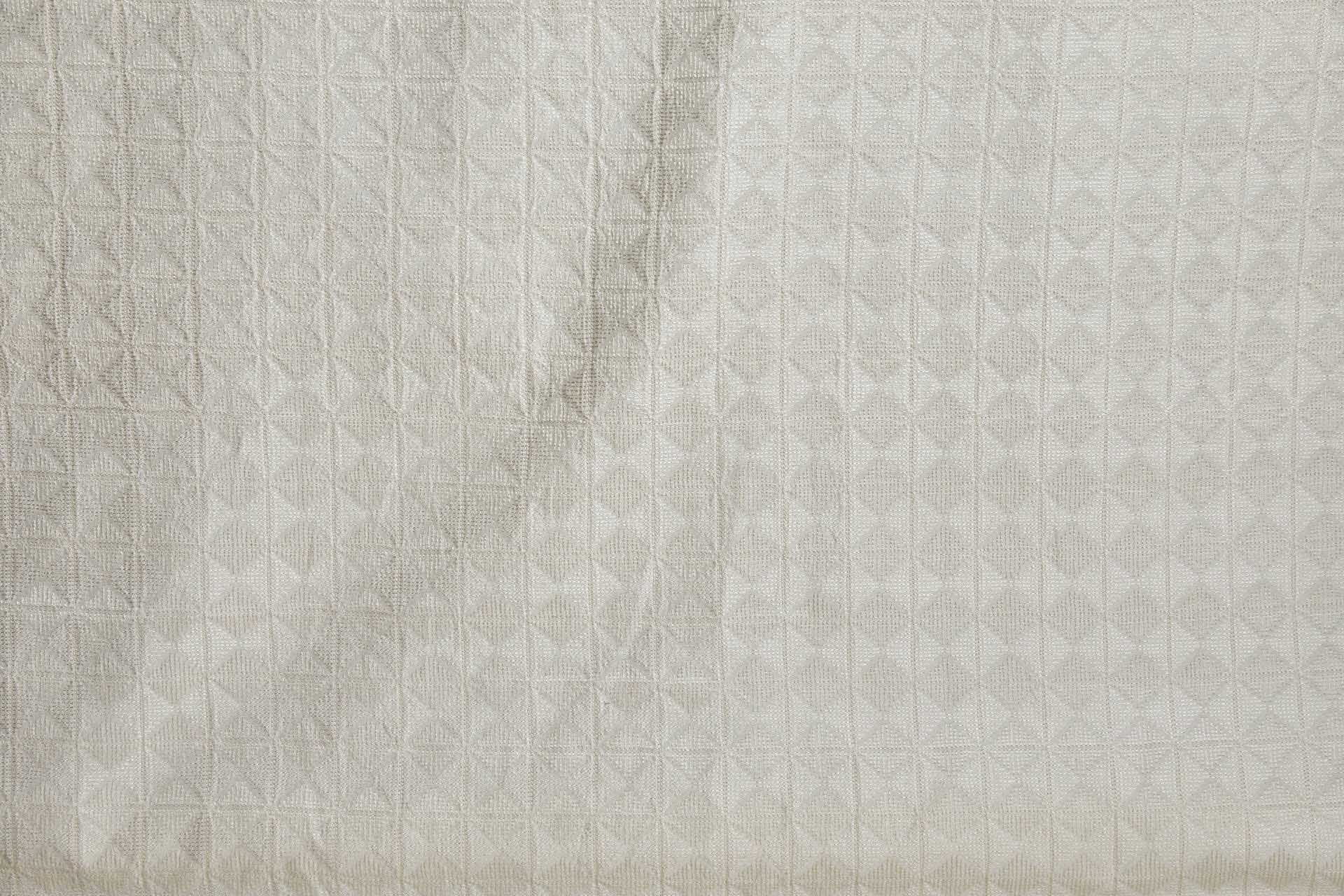 Ivory Geometric Embroidery with on Natural Silk Tassar fabric, image 2 of 10