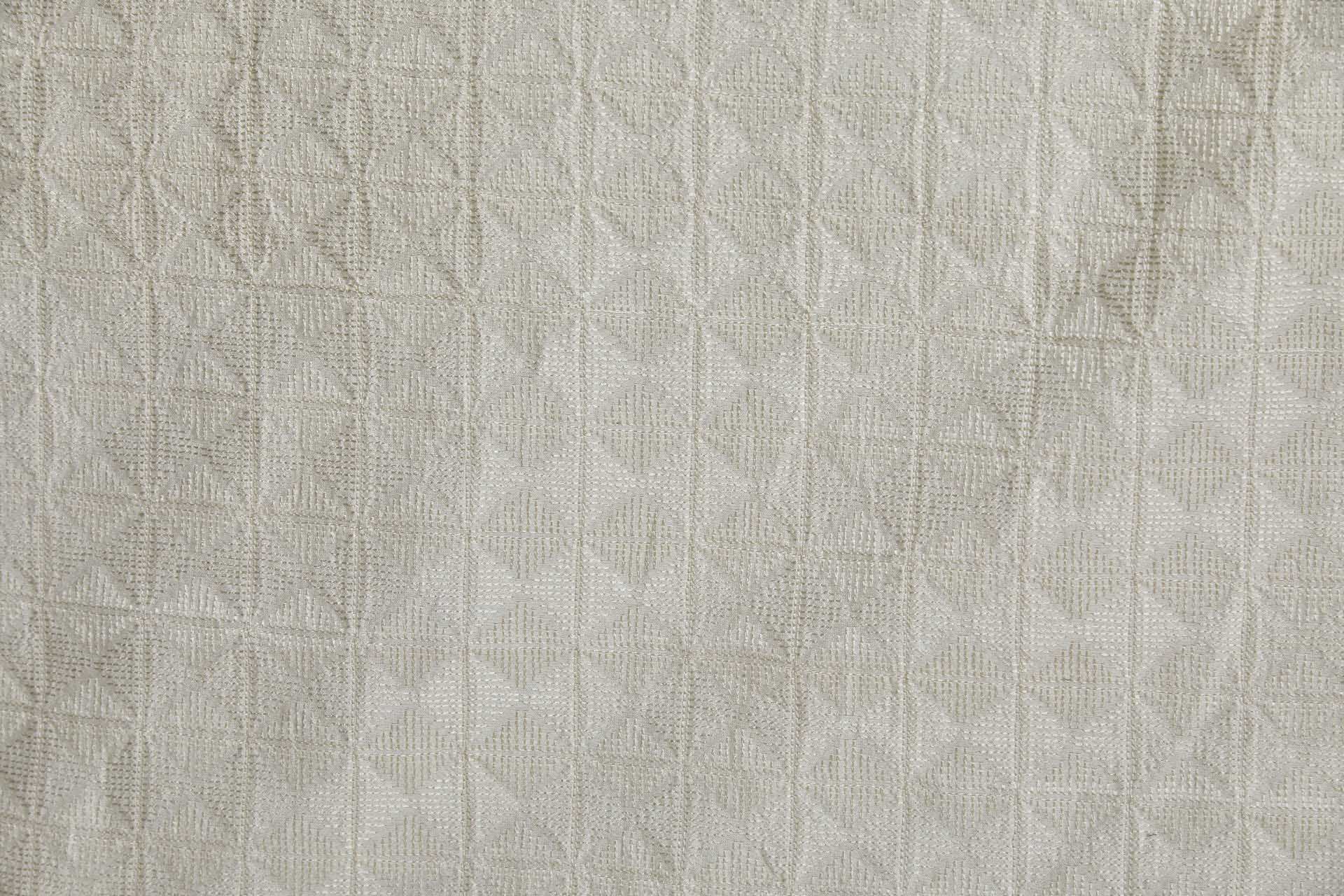 Ivory Geometric Embroidery with on Natural Silk Tassar fabric, image 3 of 10